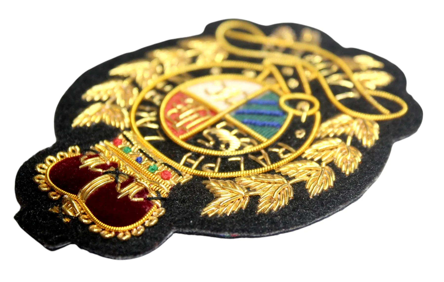 Lauren Hand-Embroidered Crest Patch on Black Felt – Perfect for Blazers, Jackets, and T-Shirts