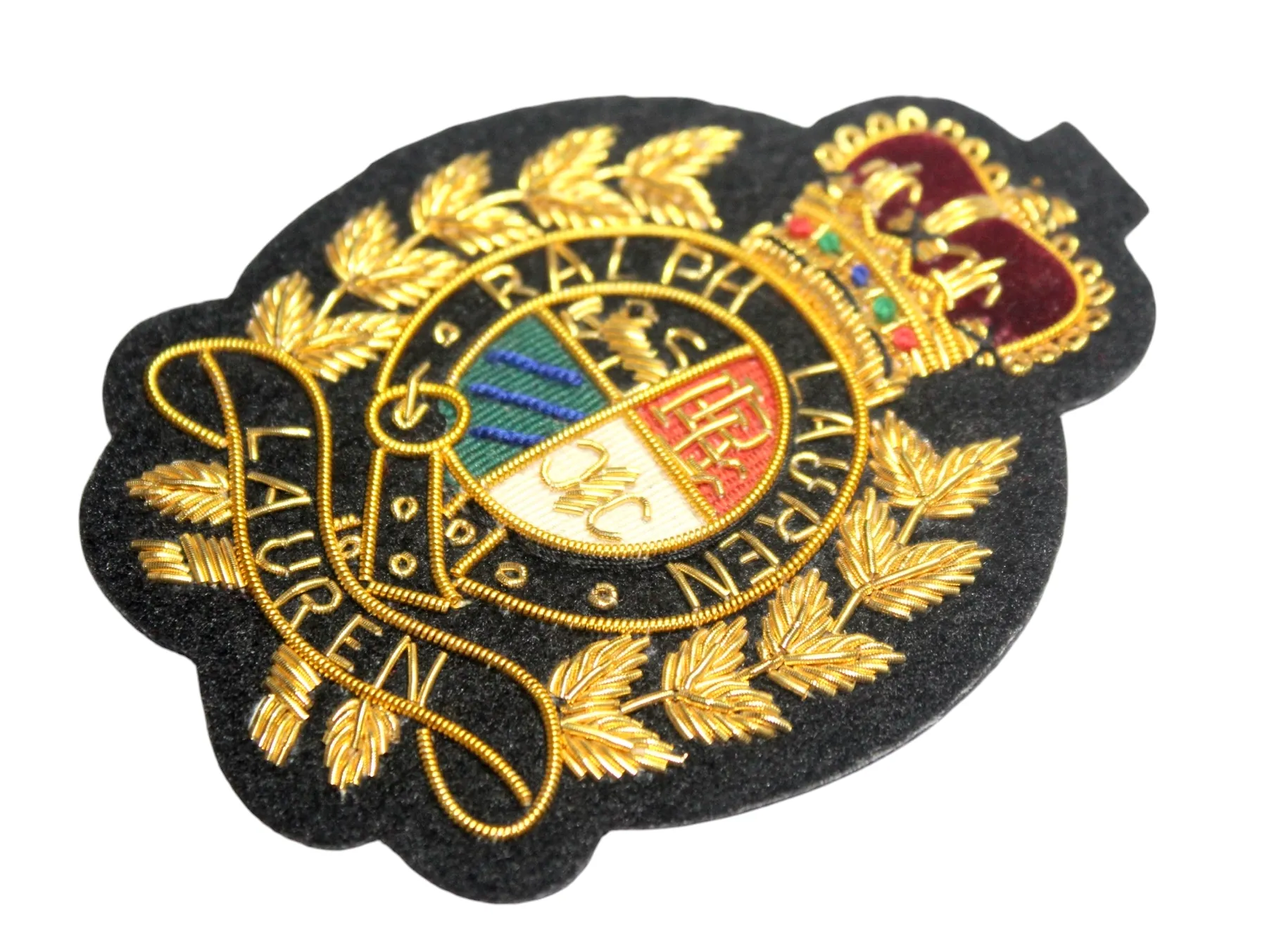 Lauren Hand-Embroidered Crest Patch on Black Felt – Perfect for Blazers, Jackets, and T-Shirts