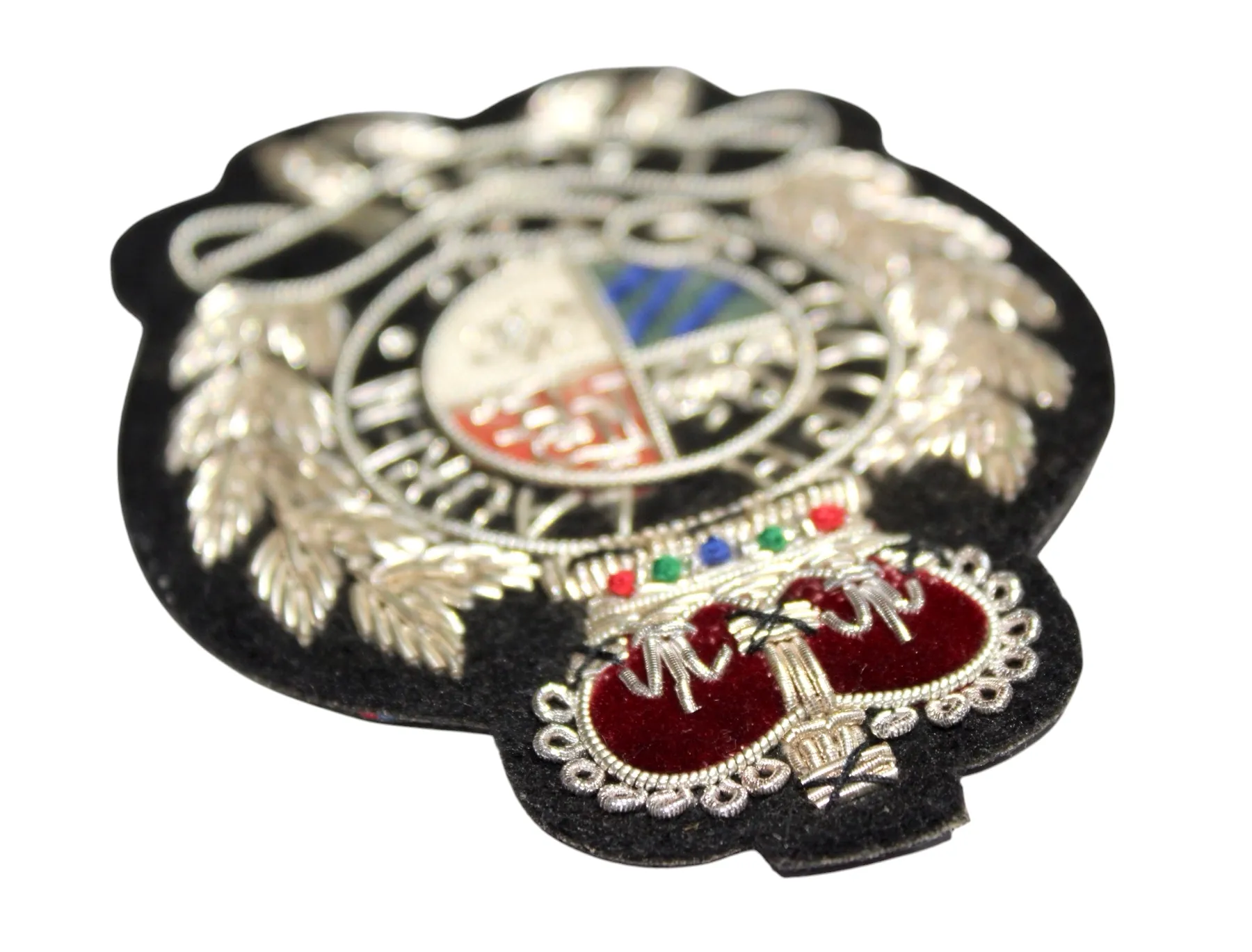 Lauren Hand-Embroidered Crest Patch on Black Felt – Perfect for Blazers, Jackets, and T-Shirts