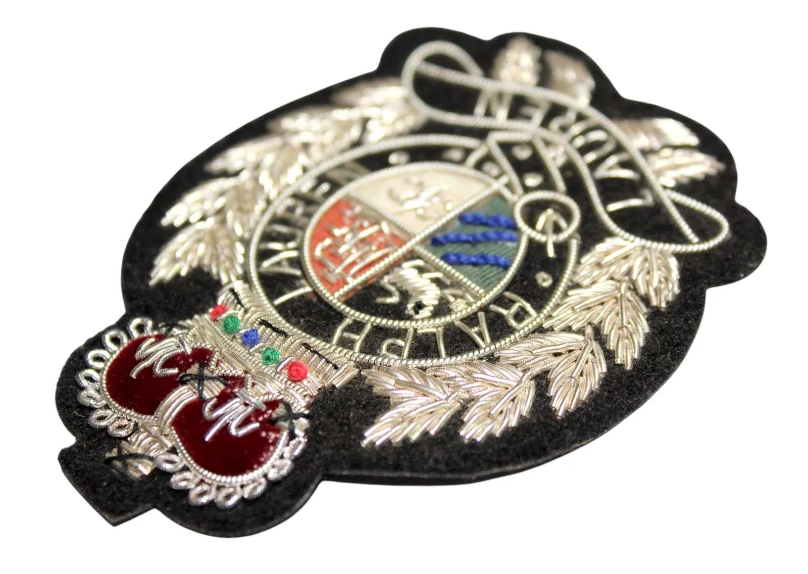Lauren Hand-Embroidered Crest Patch on Black Felt – Perfect for Blazers, Jackets, and T-Shirts
