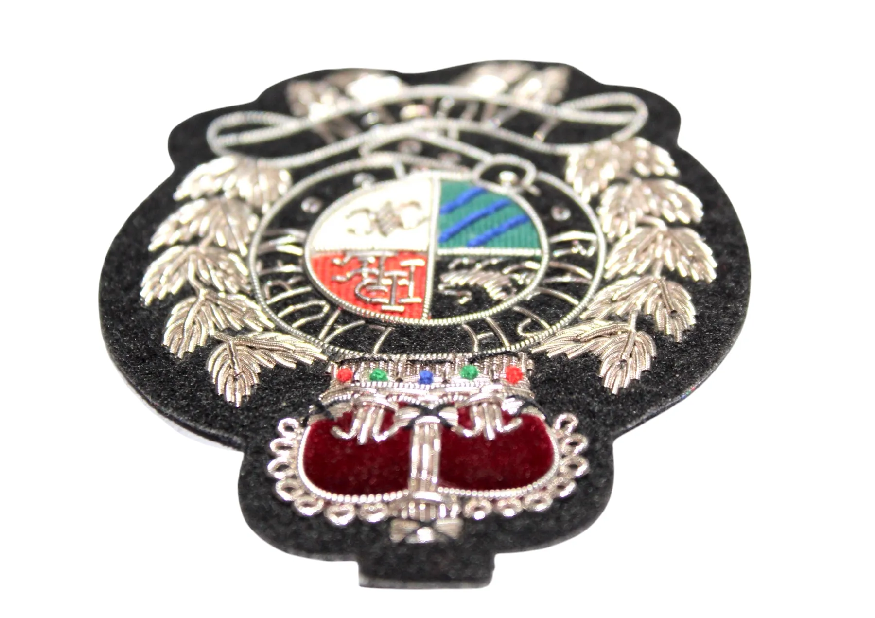 Lauren Hand-Embroidered Crest Patch on Black Felt – Perfect for Blazers, Jackets, and T-Shirts