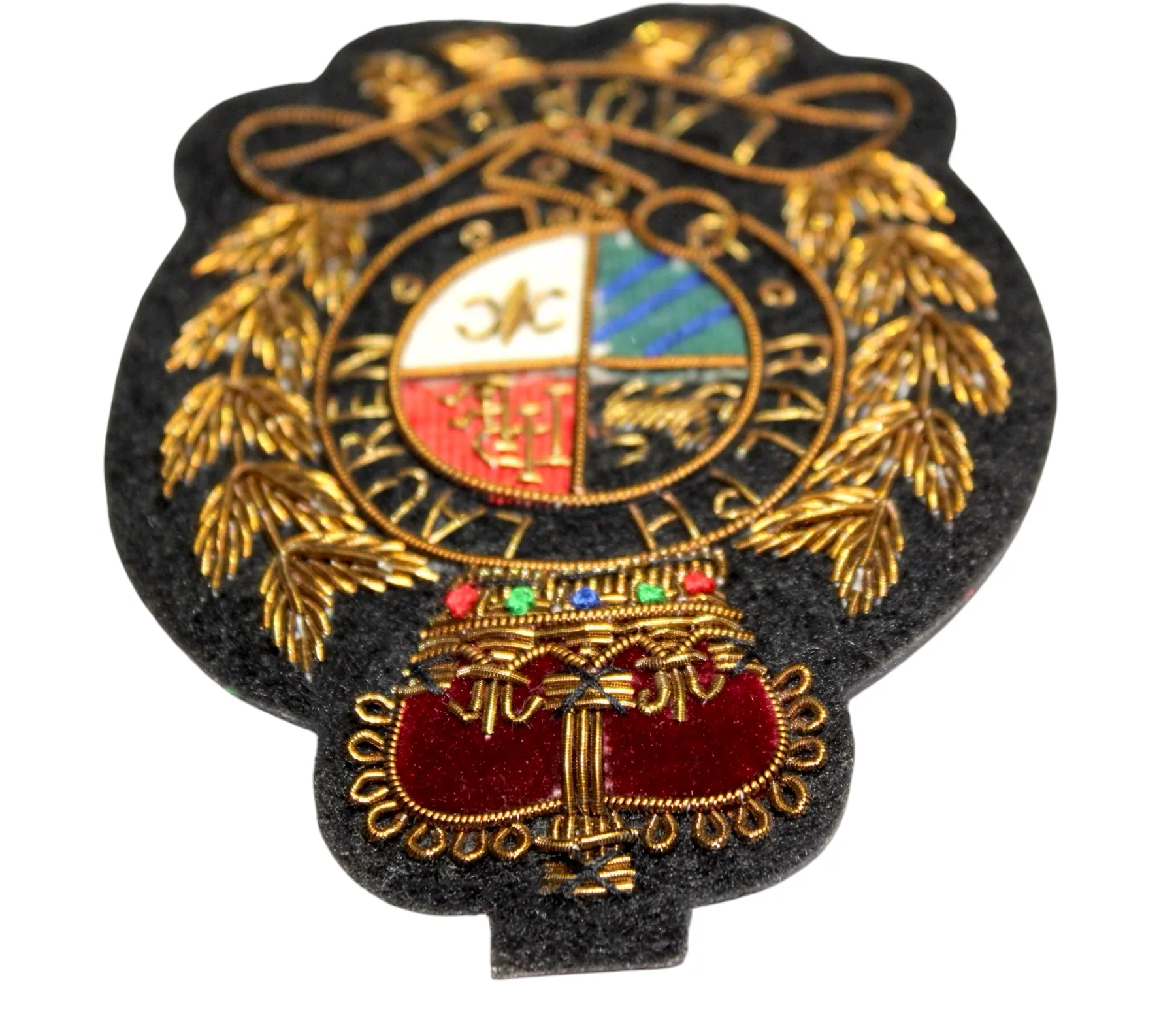 Lauren Hand-Embroidered Crest Patch on Black Felt – Perfect for Blazers, Jackets, and T-Shirts