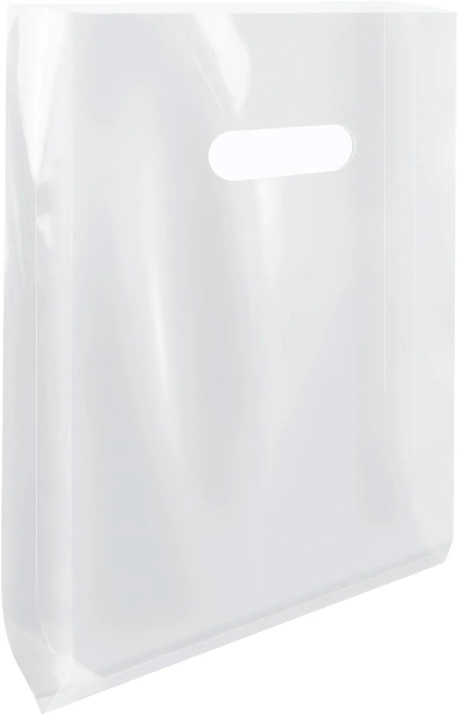 LazyMe Merchandise Bags, Clear Plastic Bags with Die Cut Handles for Small Business, Gift, Boutique and Trade Show, 11x15 Inches (100pcs)