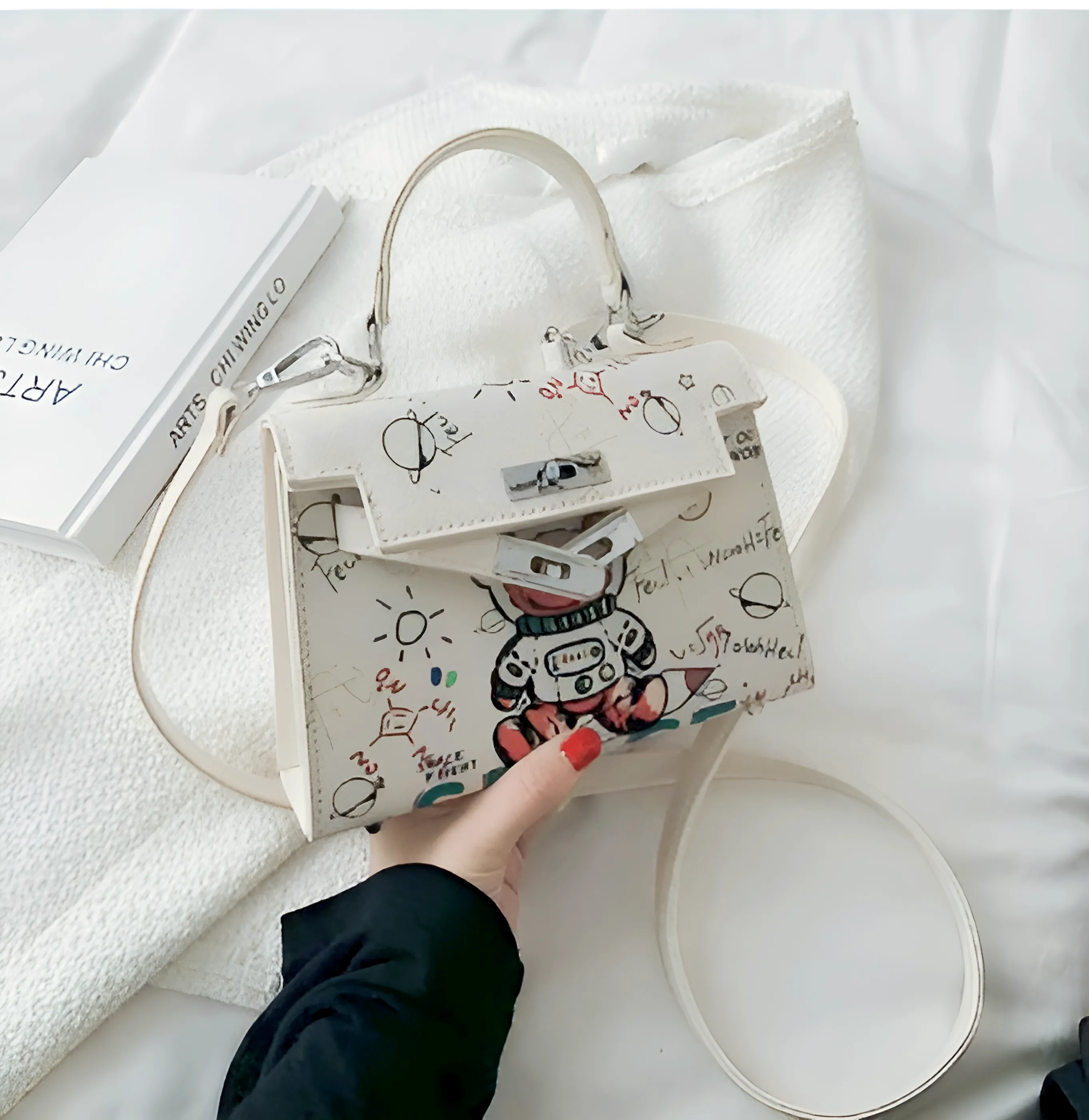 Leather Mini Chain Graffiti Bags