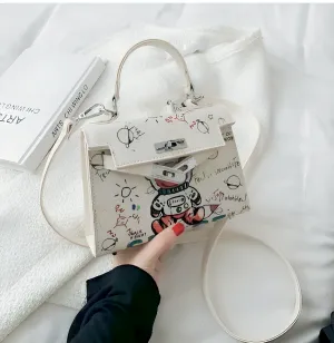 Leather Mini Chain Graffiti Bags