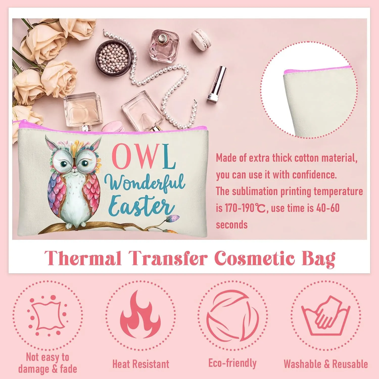 Legigo Blank DIY Craft Canvas Pencil Case - Makeup Pouch, Multi-Purpose Travel Toiletry Zipper Bag, Bulk Cosmetic Bags 8.3 5 Inch