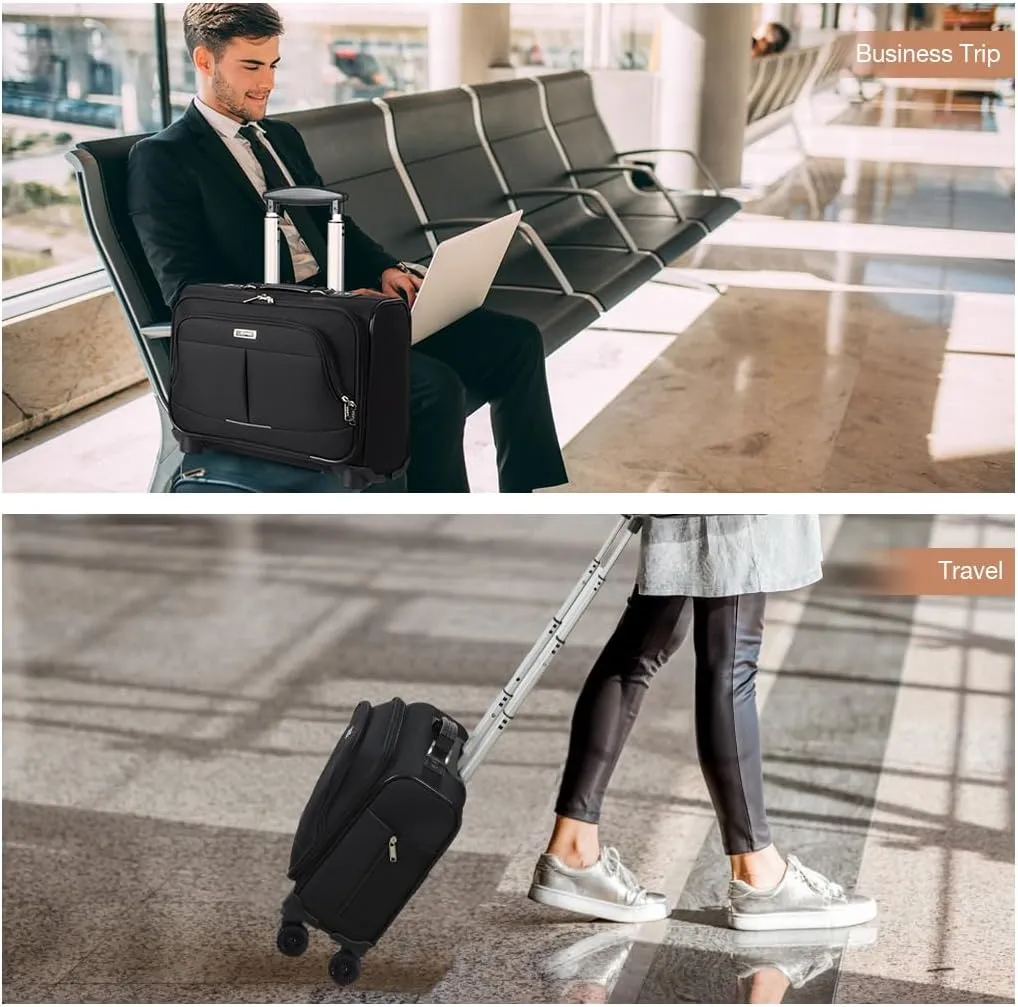 Lekebobor Rolling Laptop Bag with 3 Packing Cubes, Rolling Briefcase for Men Women Fits Up to 15.6 Inch Laptop Briefcase on Wheels