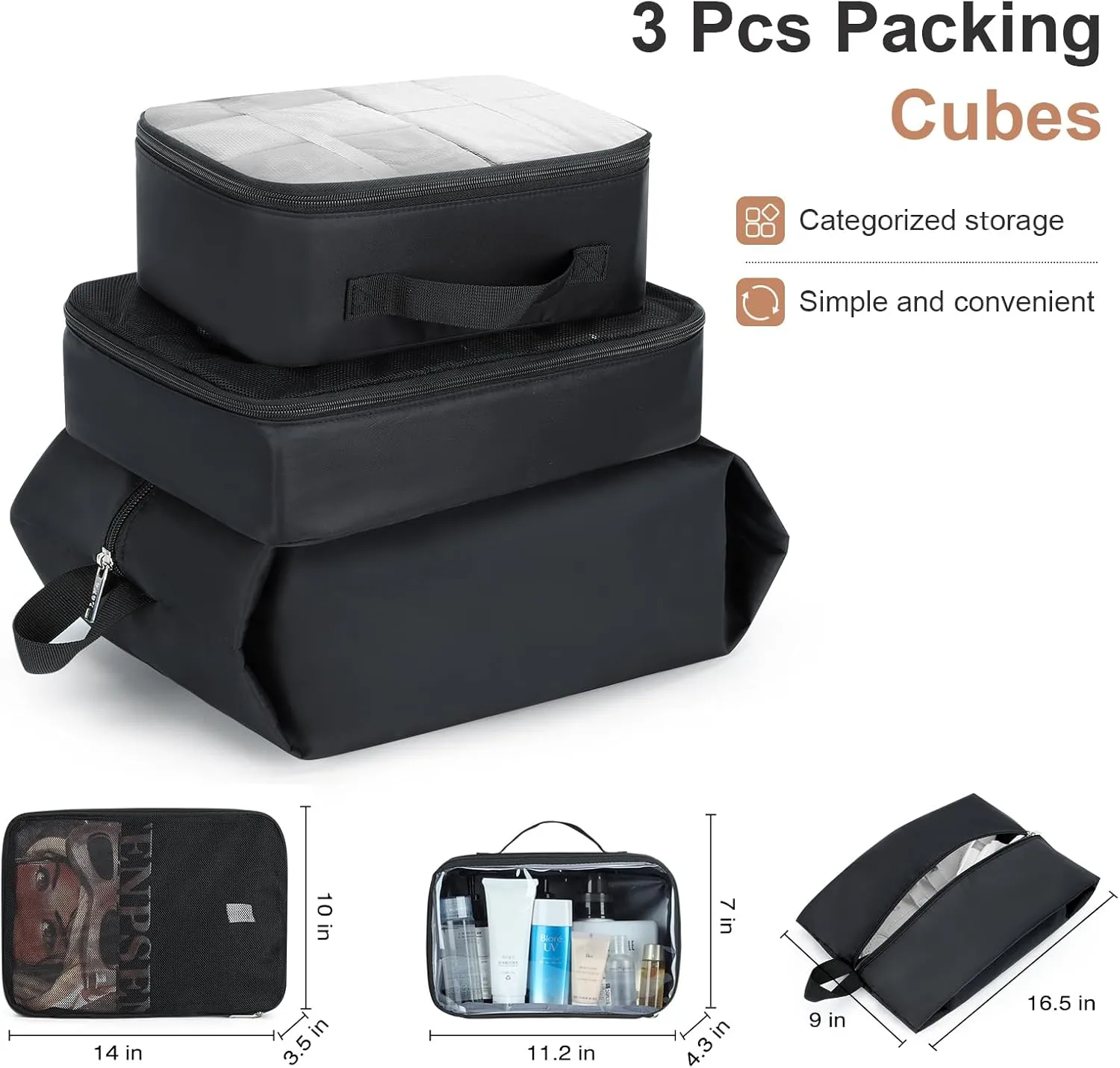 Lekebobor Rolling Laptop Bag with 3 Packing Cubes, Rolling Briefcase for Men Women Fits Up to 15.6 Inch Laptop Briefcase on Wheels