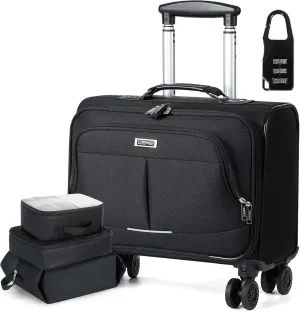 Lekebobor Rolling Laptop Bag with 3 Packing Cubes, Rolling Briefcase for Men Women Fits Up to 15.6 Inch Laptop Briefcase on Wheels