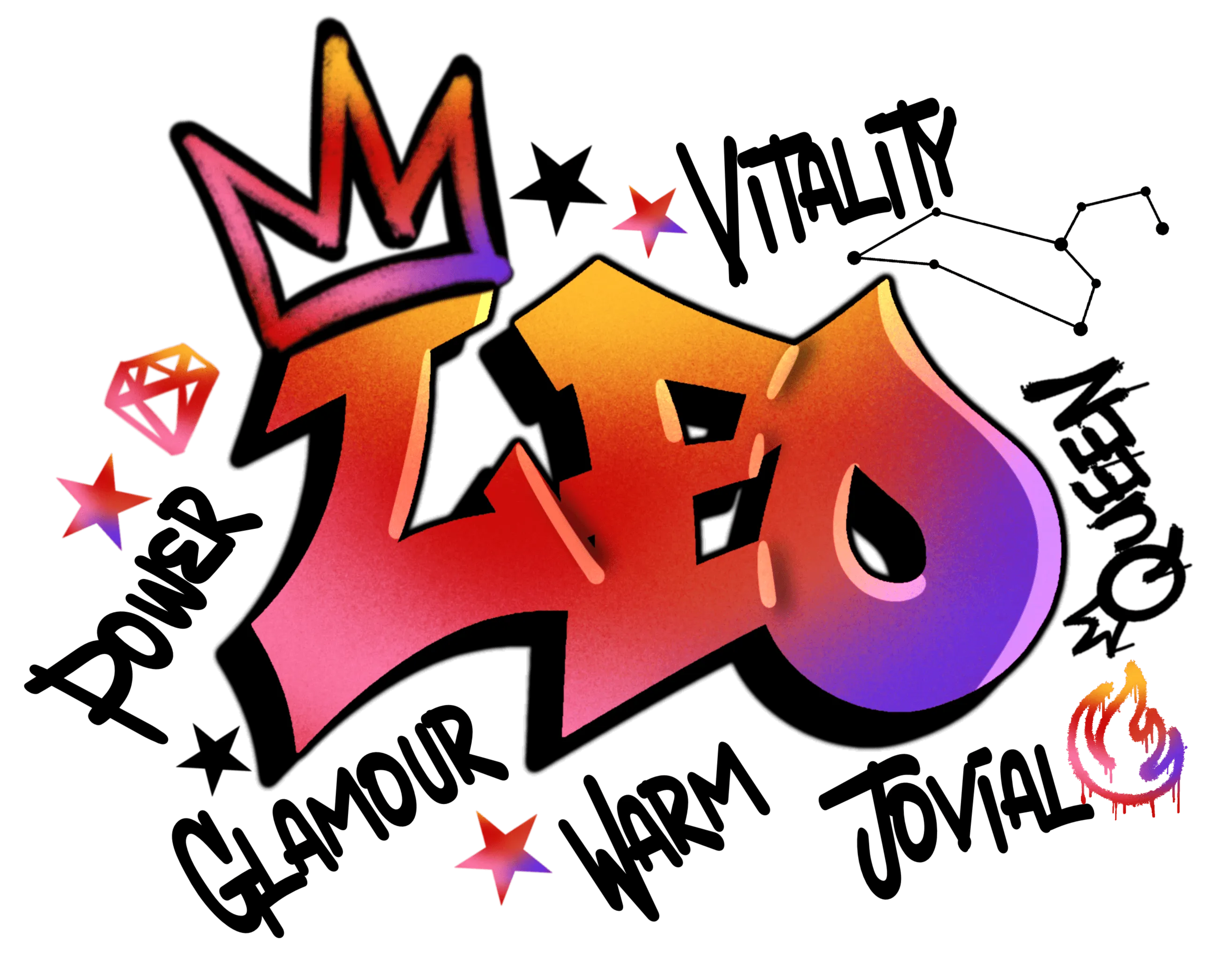 Leo Graffiti Zodiac DTF (direct-to-film) Transfer
