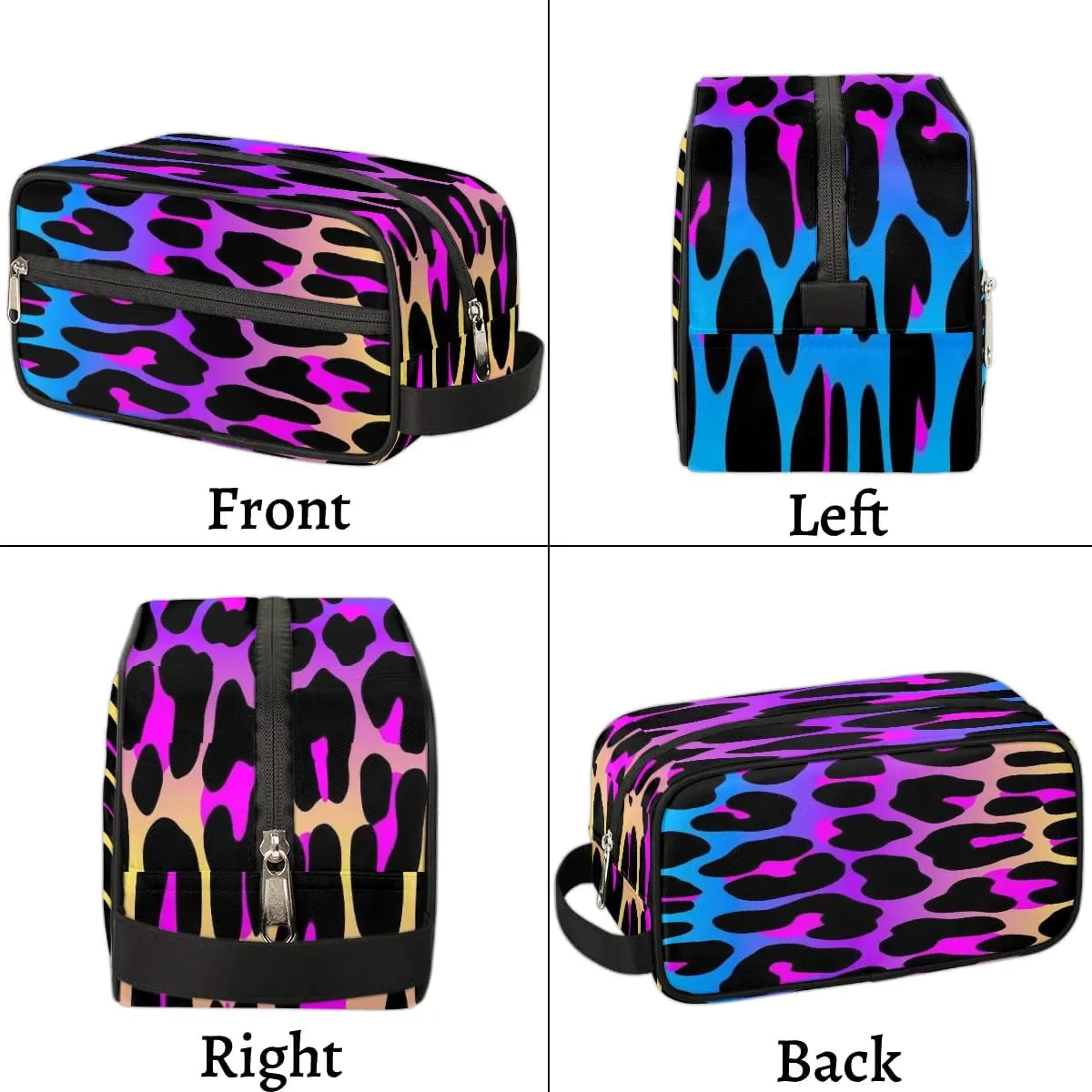 Leopard Rainbow Toiletry Bag for Women Girl,Cheetah Travel Cosmetic Bag,Hanging Makeup Bag,Approved Hygiene Bag Waterproof Dopp Kit Organizer for Toiletries Shower Bathroom Carry-on Accessories Gifts