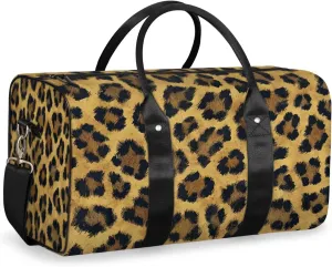 Leopard Travel Duffle Bag, Sports Gym Bags for Women Men, Carry On Weekender Overnight Bag, Cheetah Print Workout Hospital Airplane Trips Bag