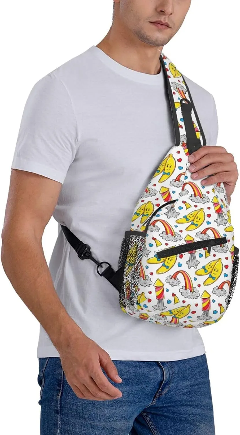 LGBT Gay Pride Love Rainbow Heart Crossbody Bag Adjustable Sling Bag Casual Chest Bags Travel Shoulder Backpack