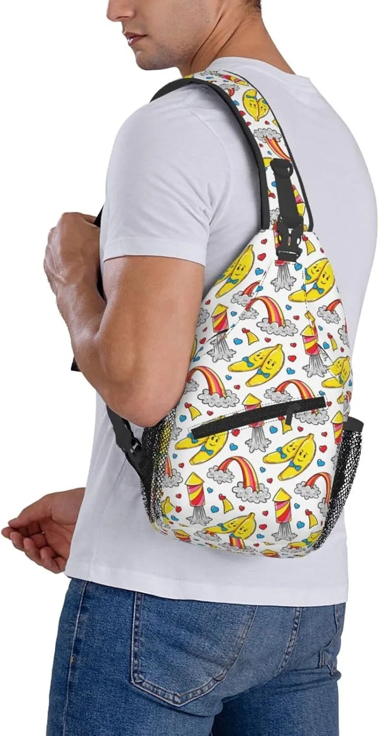LGBT Gay Pride Love Rainbow Heart Crossbody Bag Adjustable Sling Bag Casual Chest Bags Travel Shoulder Backpack