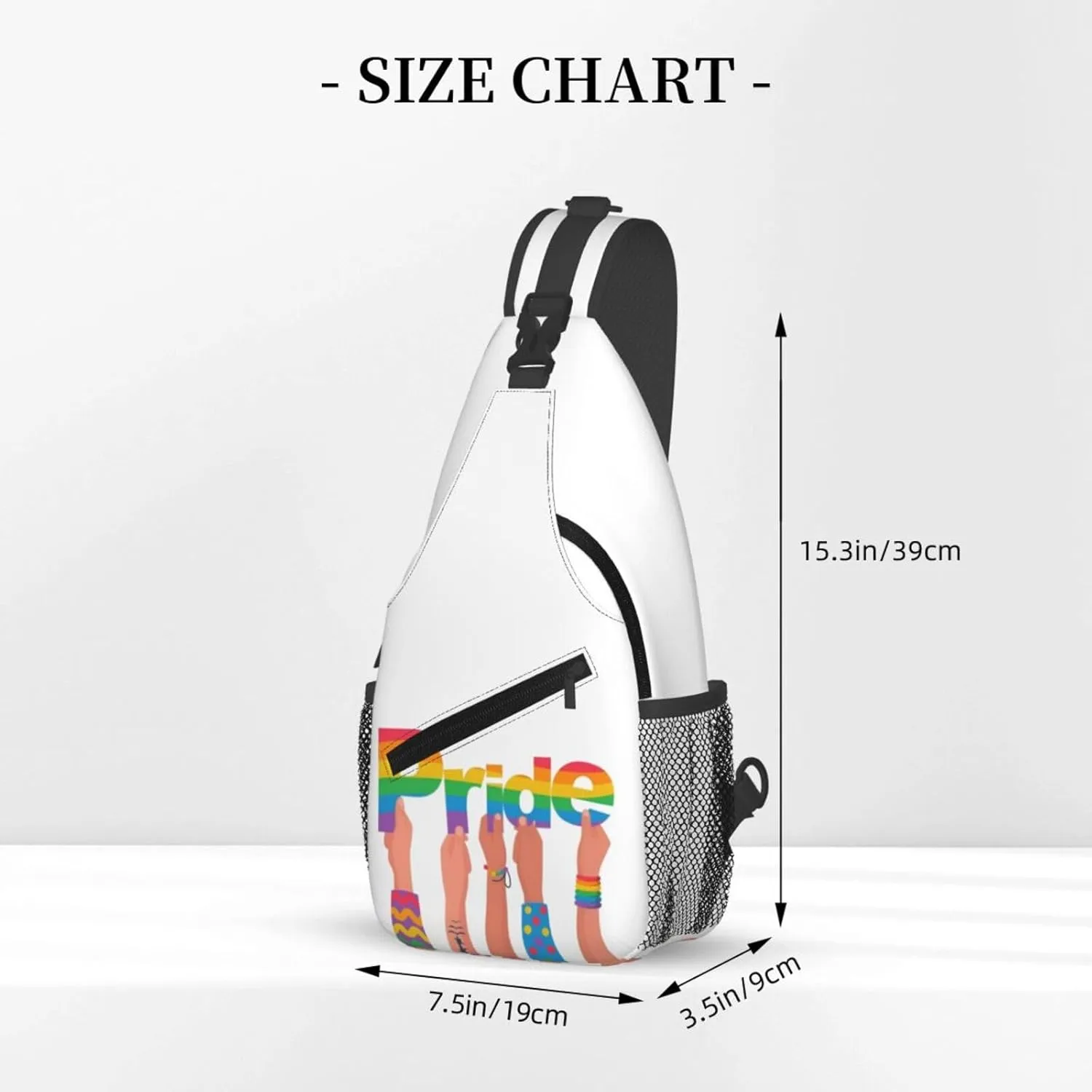 LGBT Gay Pride Love Rainbow Heart Crossbody Bag Adjustable Sling Bag Casual Chest Bags Travel Shoulder Backpack