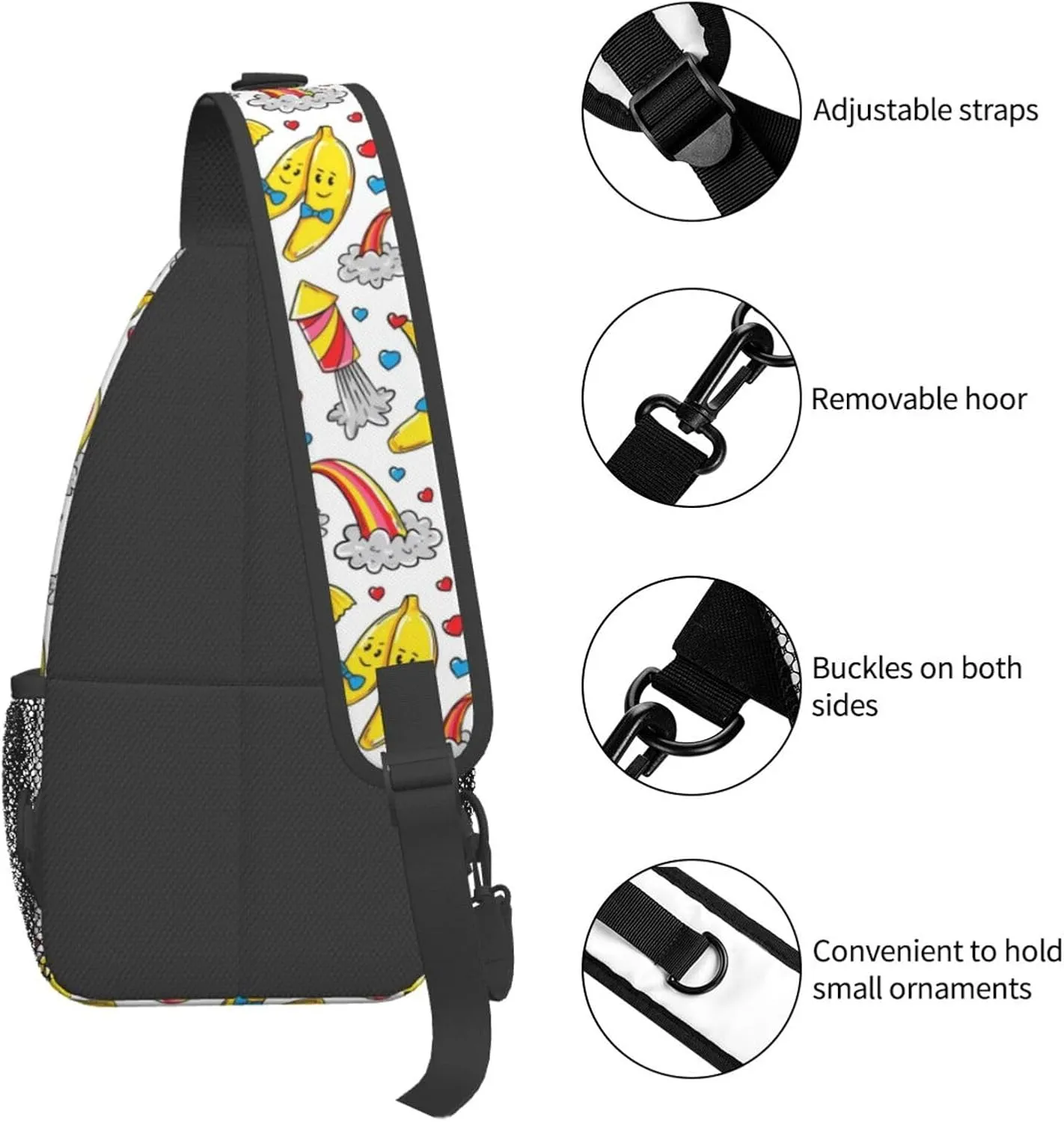 LGBT Gay Pride Love Rainbow Heart Crossbody Bag Adjustable Sling Bag Casual Chest Bags Travel Shoulder Backpack