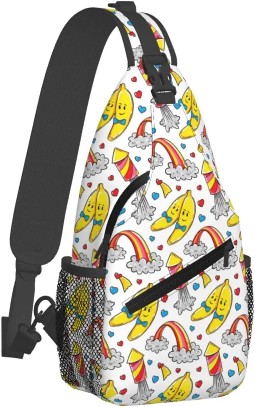 LGBT Gay Pride Love Rainbow Heart Crossbody Bag Adjustable Sling Bag Casual Chest Bags Travel Shoulder Backpack