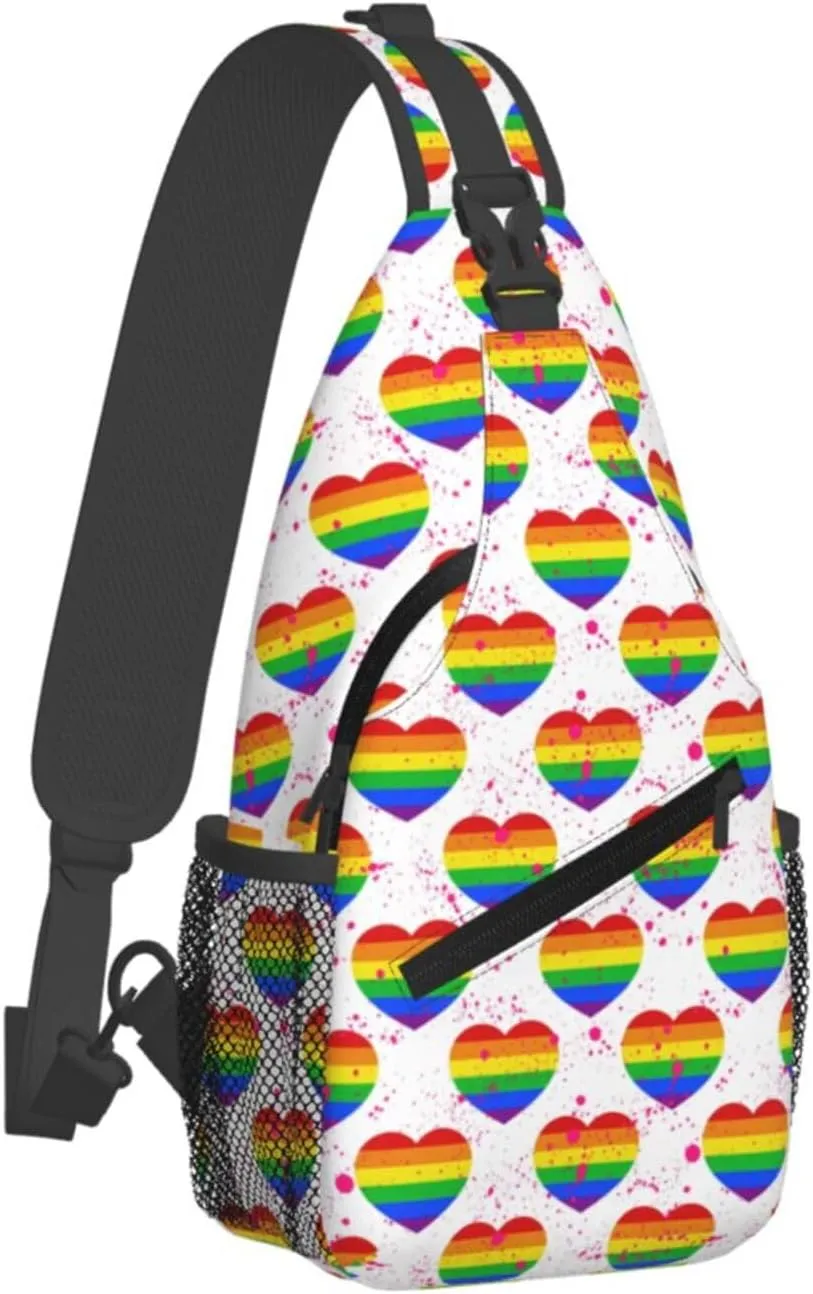 LGBT Gay Pride Sunflower Rainbow Love Crossbody Bag Adjustable Sling Bag Casual Chest Bags Travel Shoulder Backpack