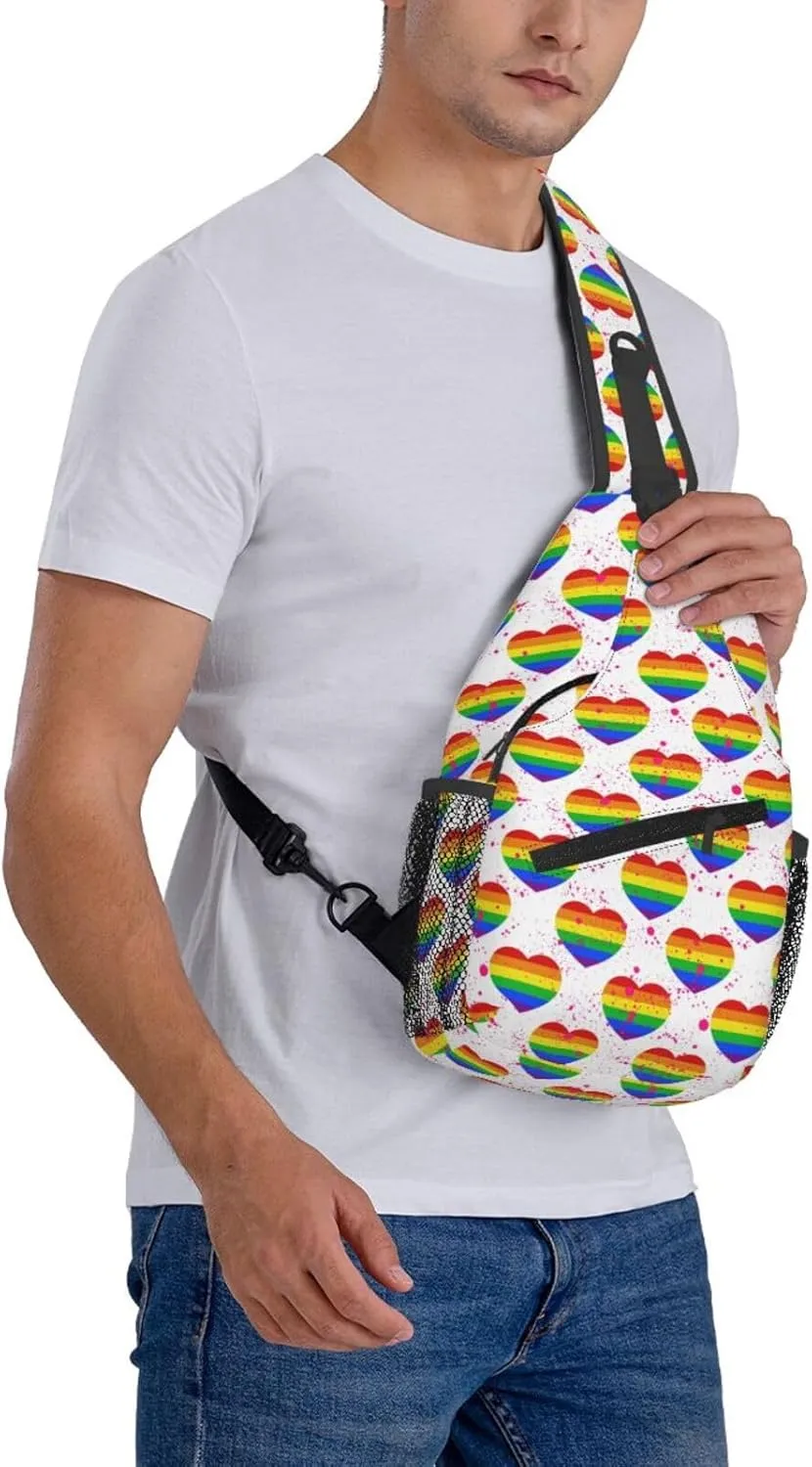 LGBT Gay Pride Sunflower Rainbow Love Crossbody Bag Adjustable Sling Bag Casual Chest Bags Travel Shoulder Backpack