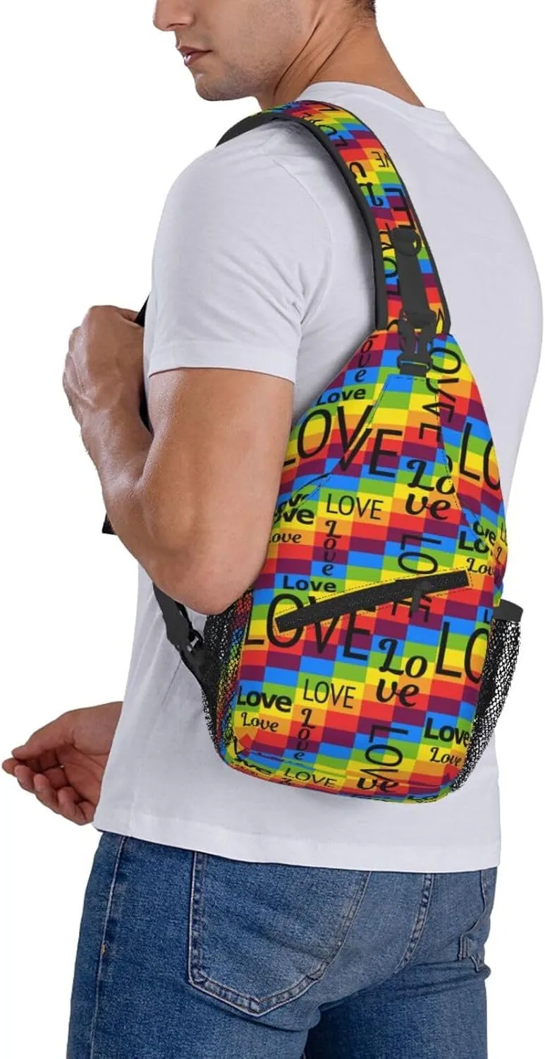 LGBT Gay Pride Sunflower Rainbow Love Crossbody Bag Adjustable Sling Bag Casual Chest Bags Travel Shoulder Backpack