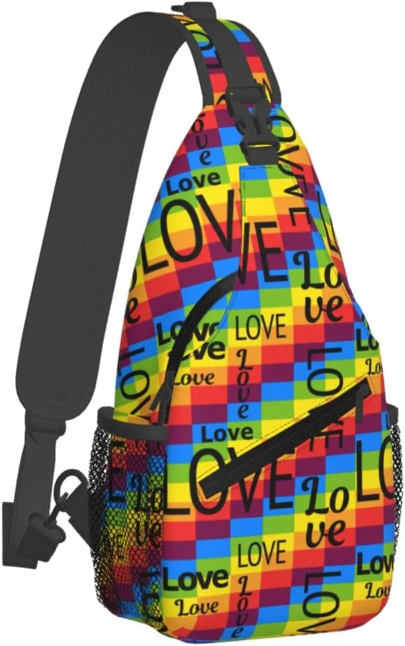 LGBT Gay Pride Sunflower Rainbow Love Crossbody Bag Adjustable Sling Bag Casual Chest Bags Travel Shoulder Backpack