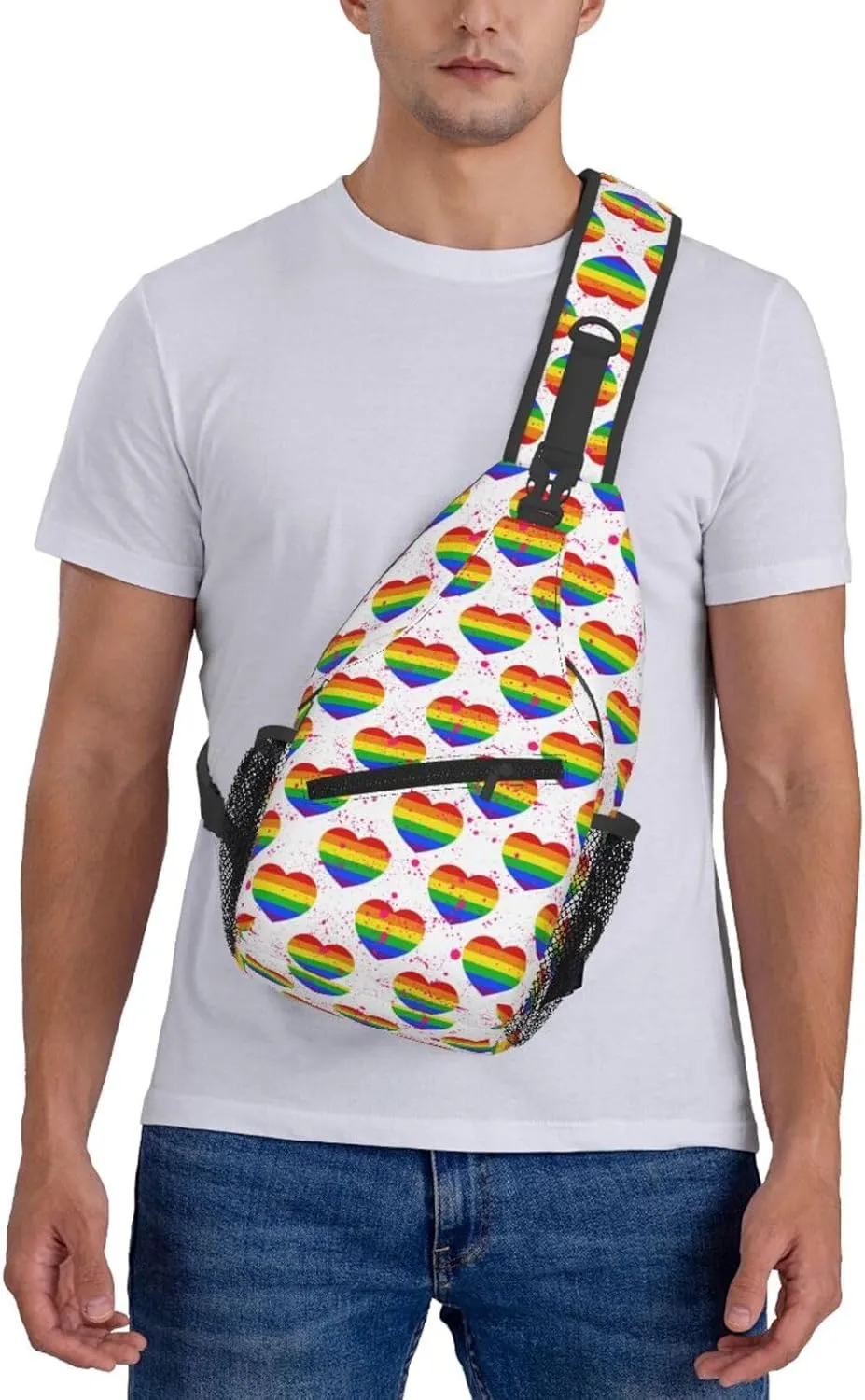 LGBT Gay Pride Sunflower Rainbow Love Crossbody Bag Adjustable Sling Bag Casual Chest Bags Travel Shoulder Backpack
