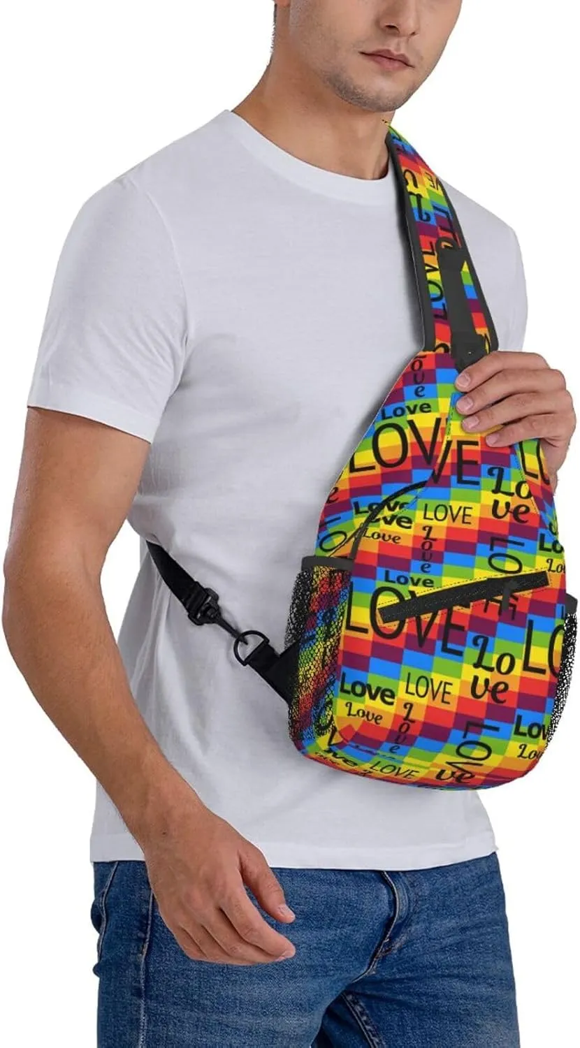 LGBT Gay Pride Sunflower Rainbow Love Crossbody Bag Adjustable Sling Bag Casual Chest Bags Travel Shoulder Backpack