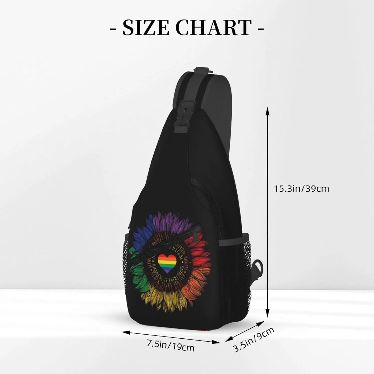 LGBT Gay Pride Sunflower Rainbow Love Crossbody Bag Adjustable Sling Bag Casual Chest Bags Travel Shoulder Backpack