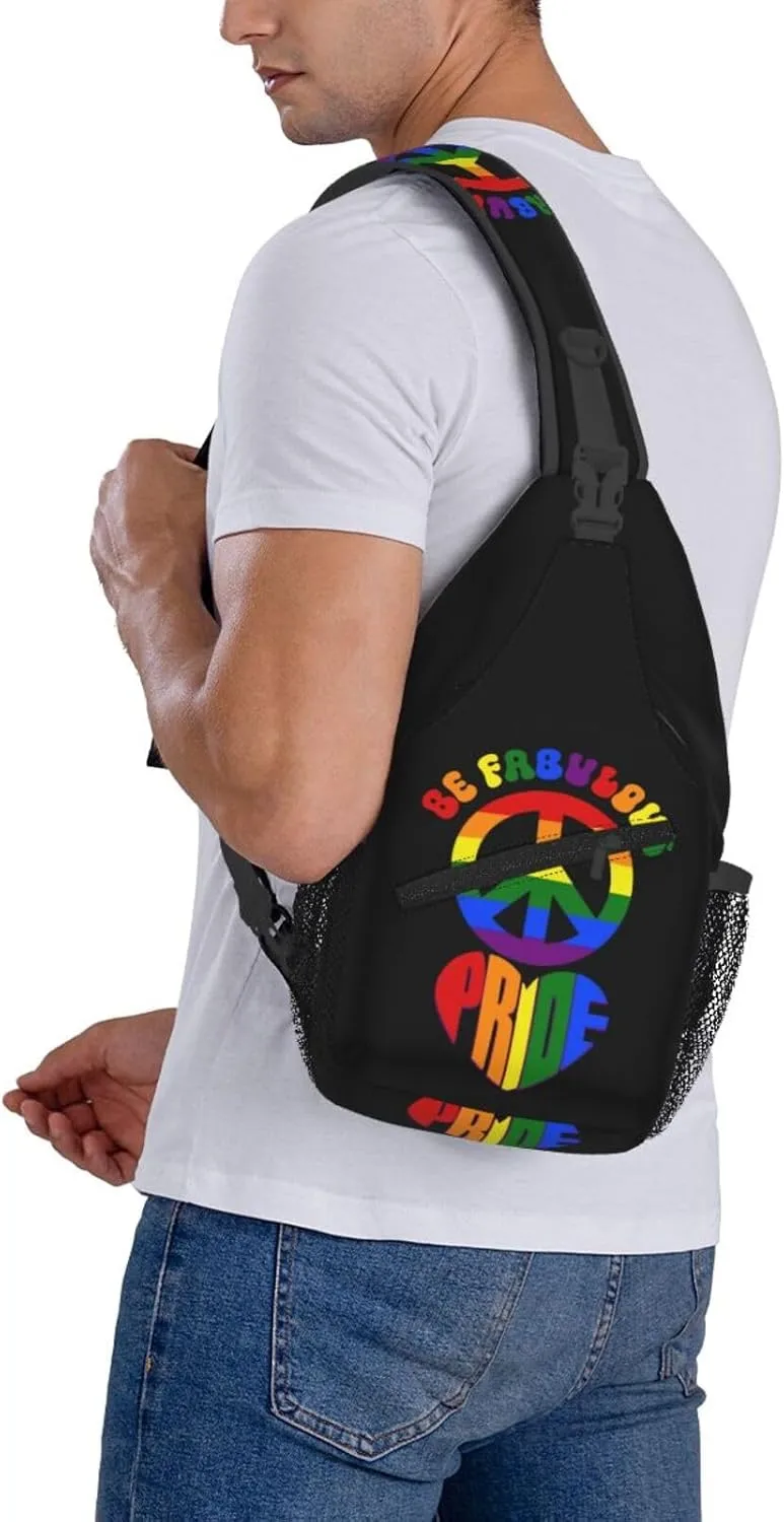 LGBT Gay Pride Sunflower Rainbow Love Crossbody Bag Adjustable Sling Bag Casual Chest Bags Travel Shoulder Backpack