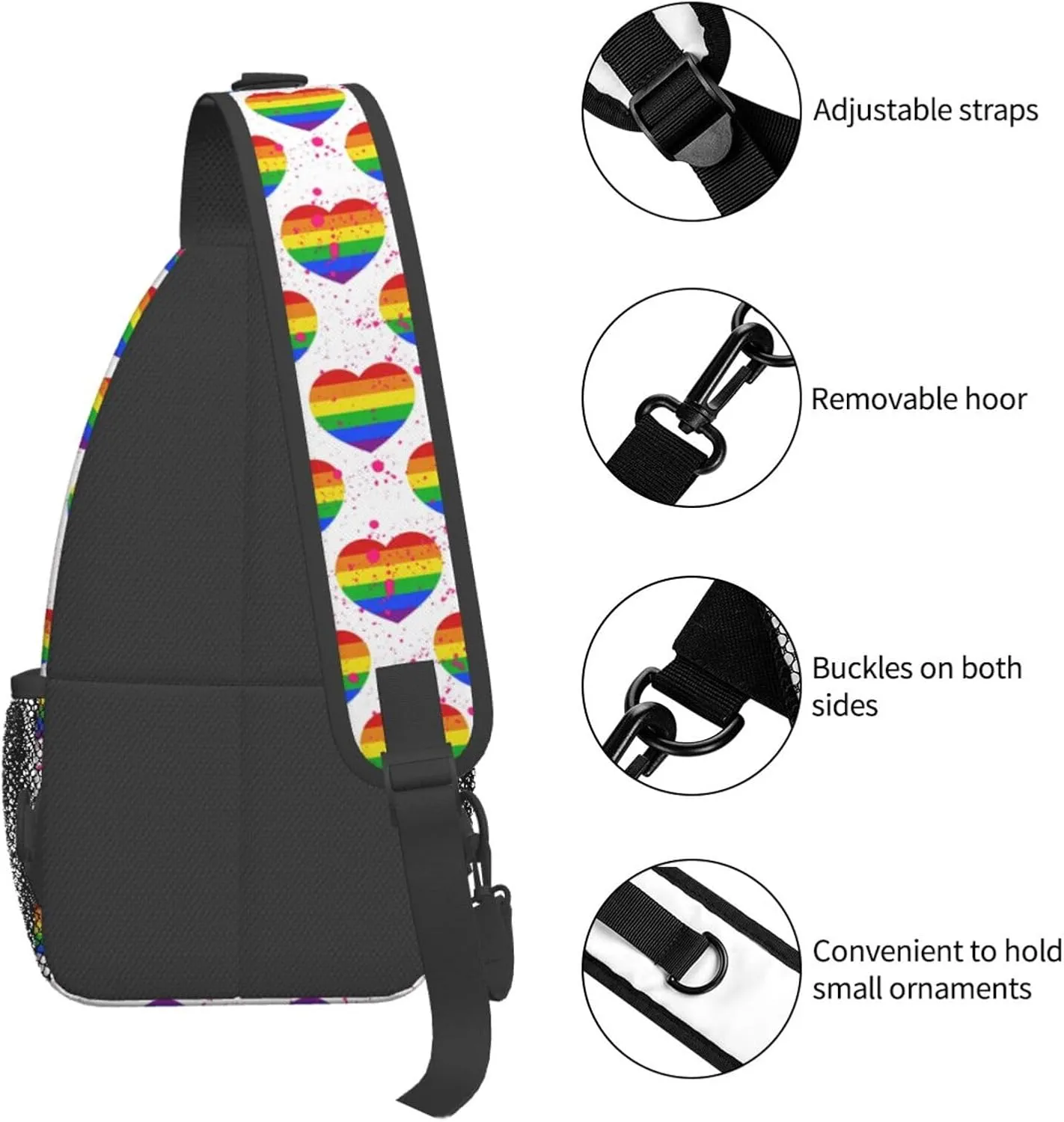LGBT Gay Pride Sunflower Rainbow Love Crossbody Bag Adjustable Sling Bag Casual Chest Bags Travel Shoulder Backpack