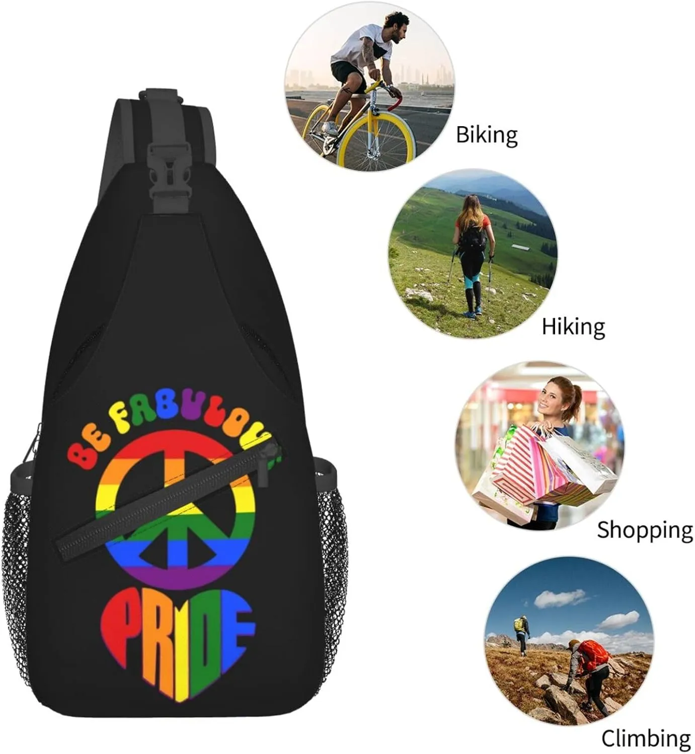 LGBT Gay Pride Sunflower Rainbow Love Crossbody Bag Adjustable Sling Bag Casual Chest Bags Travel Shoulder Backpack