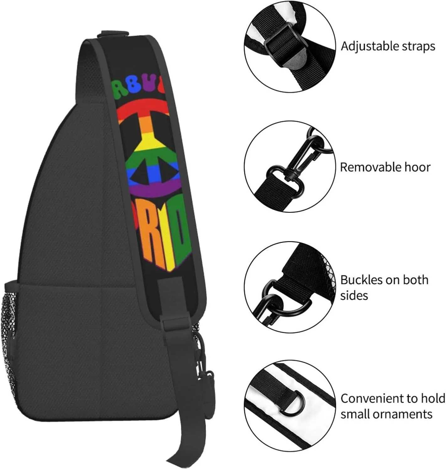 LGBT Gay Pride Sunflower Rainbow Love Crossbody Bag Adjustable Sling Bag Casual Chest Bags Travel Shoulder Backpack