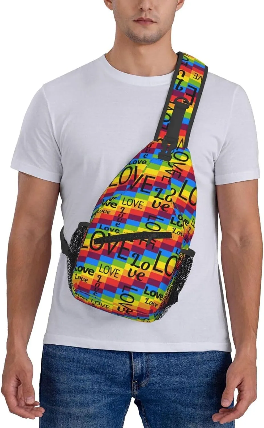 LGBT Gay Pride Sunflower Rainbow Love Crossbody Bag Adjustable Sling Bag Casual Chest Bags Travel Shoulder Backpack