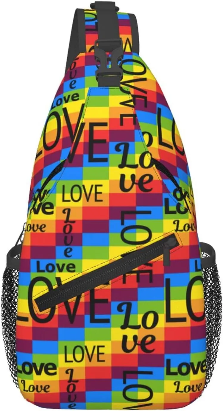 LGBT Gay Pride Sunflower Rainbow Love Crossbody Bag Adjustable Sling Bag Casual Chest Bags Travel Shoulder Backpack