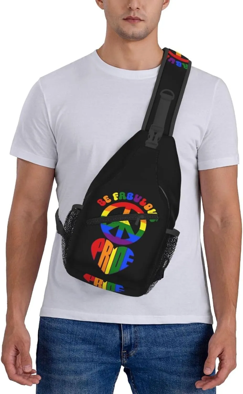 LGBT Gay Pride Sunflower Rainbow Love Crossbody Bag Adjustable Sling Bag Casual Chest Bags Travel Shoulder Backpack