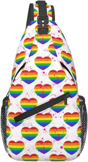 LGBT Gay Pride Sunflower Rainbow Love Crossbody Bag Adjustable Sling Bag Casual Chest Bags Travel Shoulder Backpack
