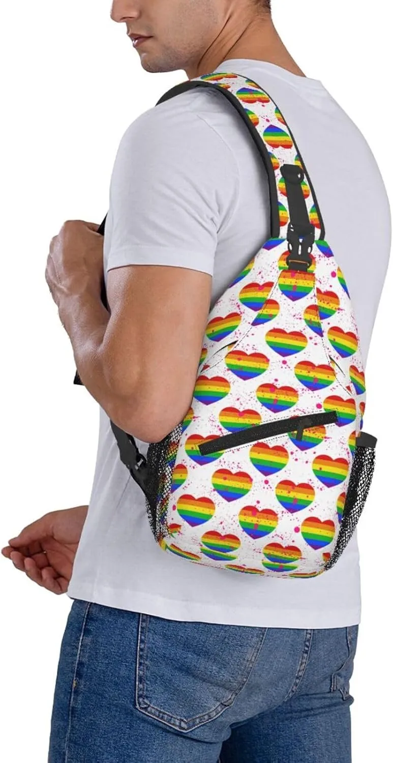 LGBT Gay Pride Sunflower Rainbow Love Crossbody Bag Adjustable Sling Bag Casual Chest Bags Travel Shoulder Backpack