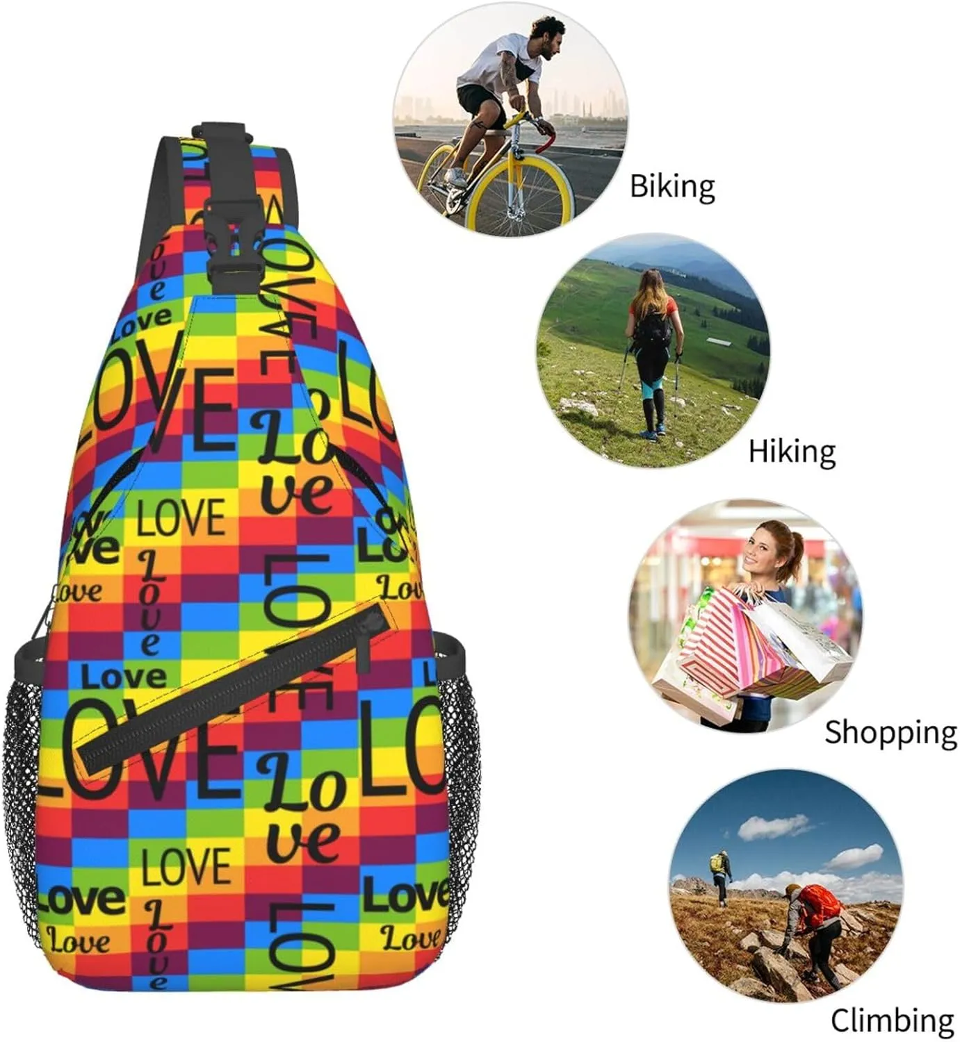 LGBT Gay Pride Sunflower Rainbow Love Crossbody Bag Adjustable Sling Bag Casual Chest Bags Travel Shoulder Backpack