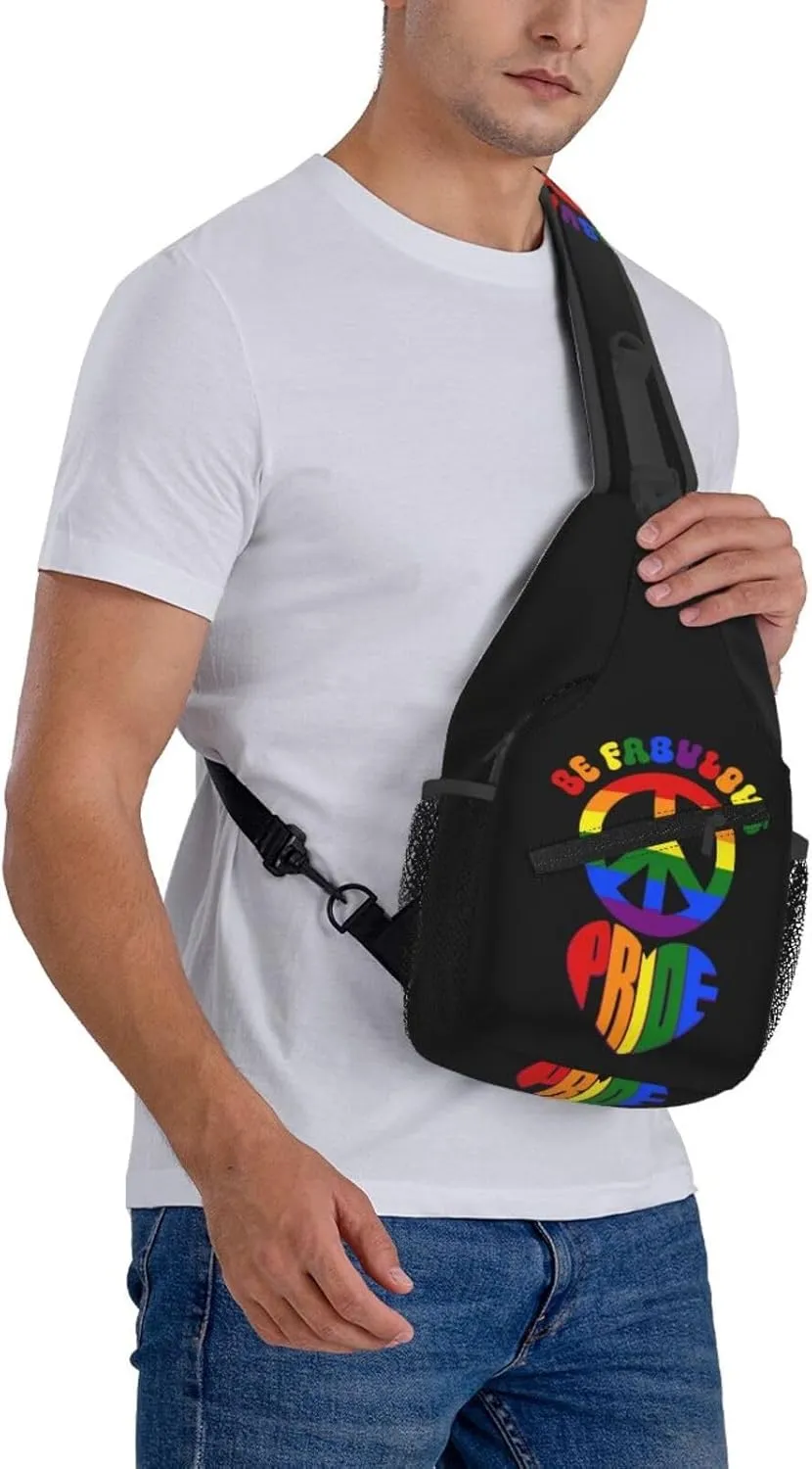 LGBT Gay Pride Sunflower Rainbow Love Crossbody Bag Adjustable Sling Bag Casual Chest Bags Travel Shoulder Backpack