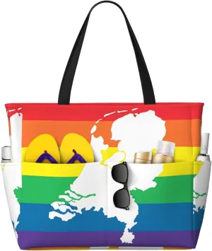 LGBT Pride Rainbow Gay Frog Large Capacity Travel Bag Lightweight Shopping Handbag Beach Tote Bags Casual Work Bag