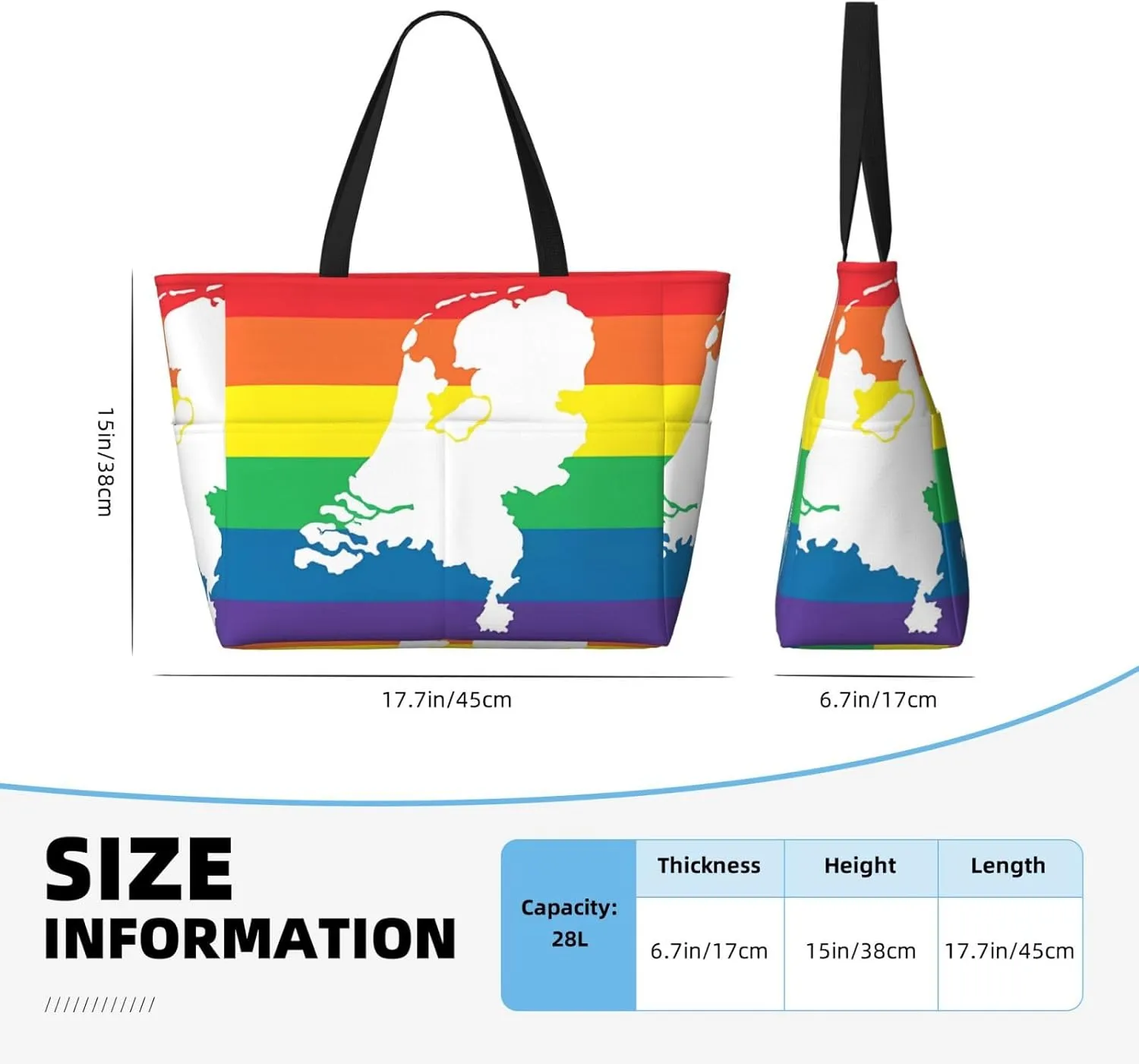 LGBT Pride Rainbow Gay Frog Large Capacity Travel Bag Lightweight Shopping Handbag Beach Tote Bags Casual Work Bag
