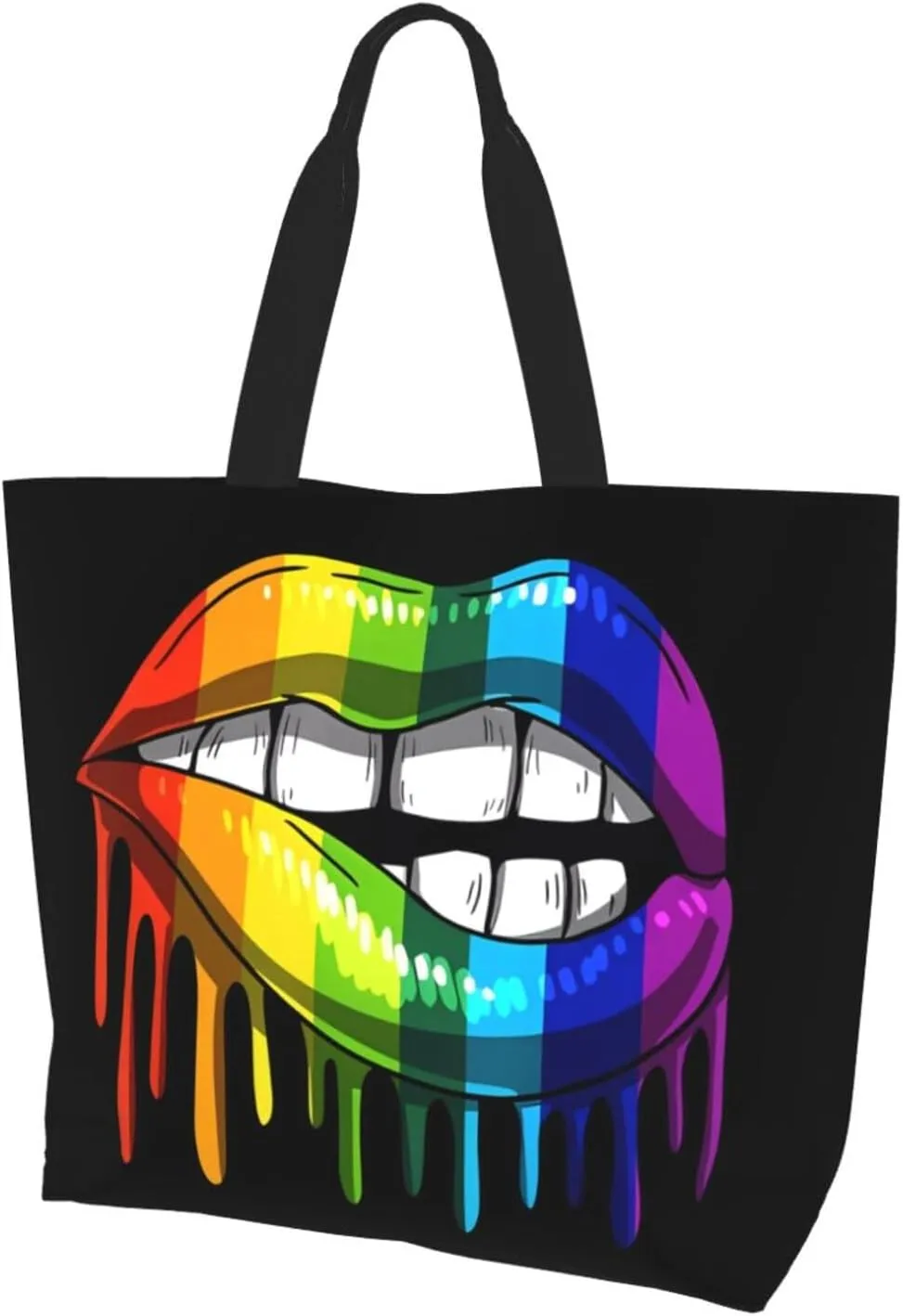 LGBT Pride Rainbow Gay Lip Lesbian Women's Tote Bag Large Capacity Single Shoulder Bags Handbag for Shopping Work