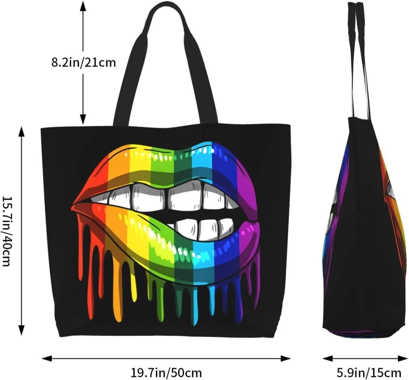 LGBT Pride Rainbow Gay Lip Lesbian Women's Tote Bag Large Capacity Single Shoulder Bags Handbag for Shopping Work