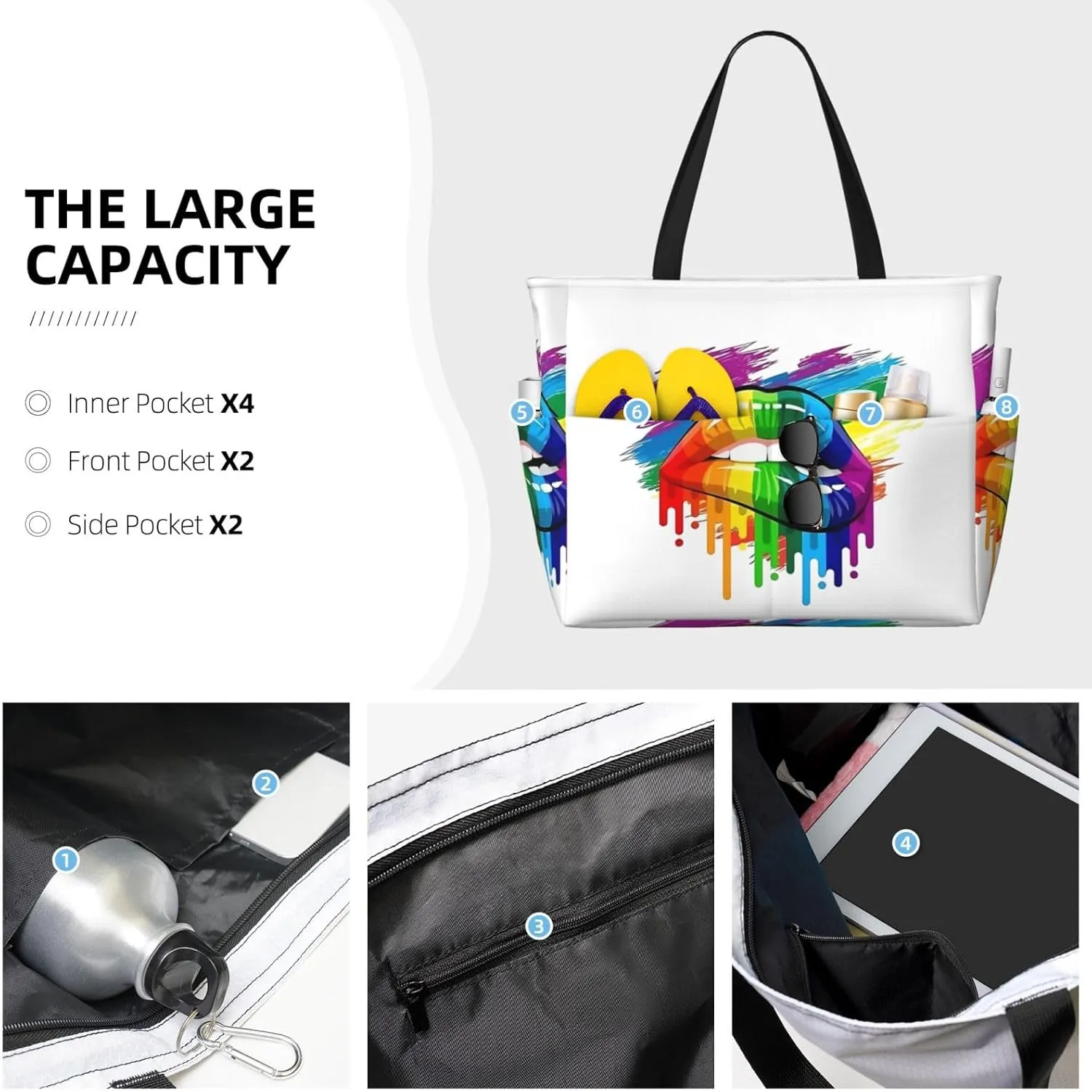 LGBT Pride Rainbow Gay proud Large Capacity Travel Bag Lightweight Shopping Handbag Beach Tote Bags Work Bag