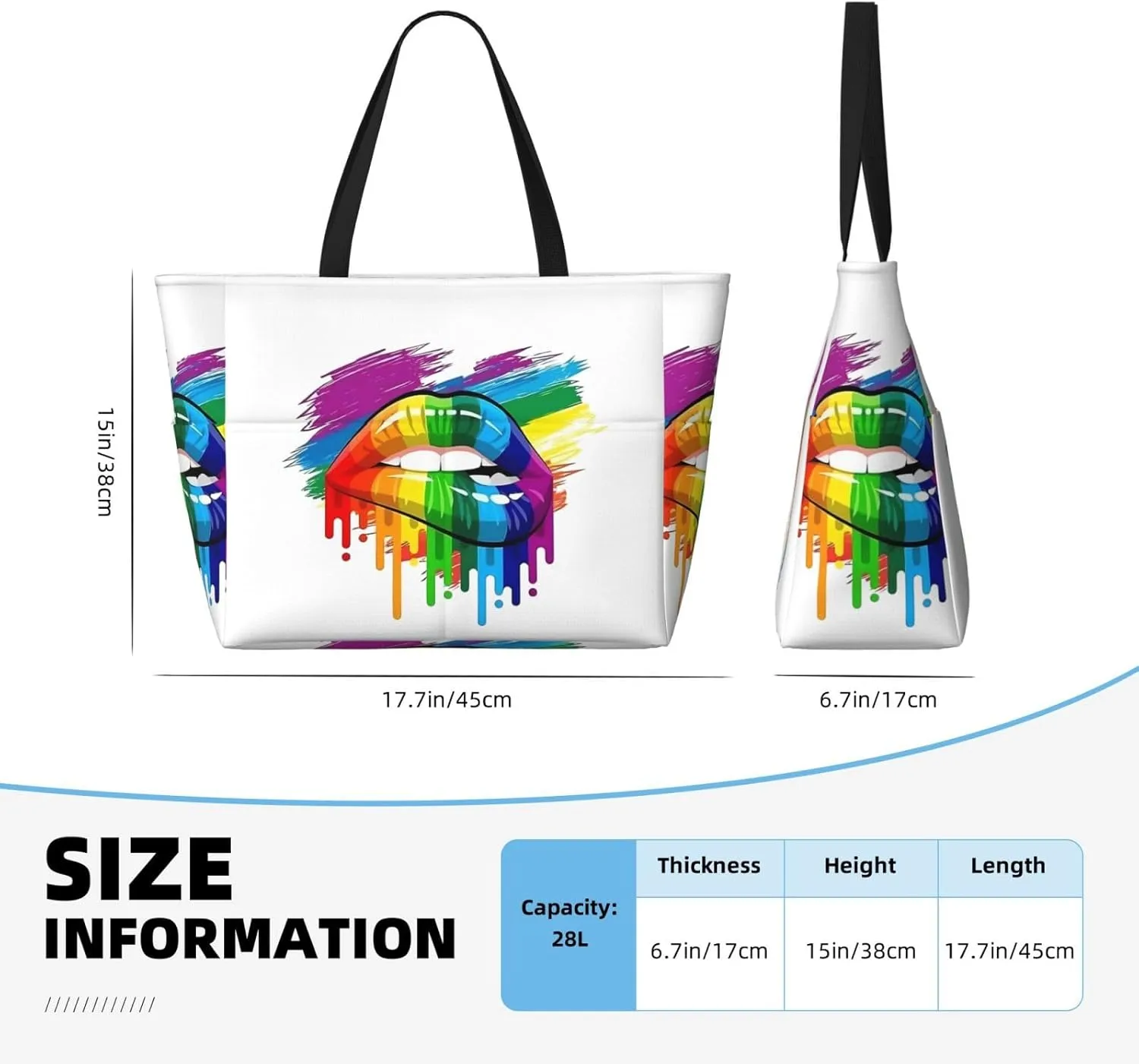 LGBT Pride Rainbow Gay proud Large Capacity Travel Bag Lightweight Shopping Handbag Beach Tote Bags Work Bag