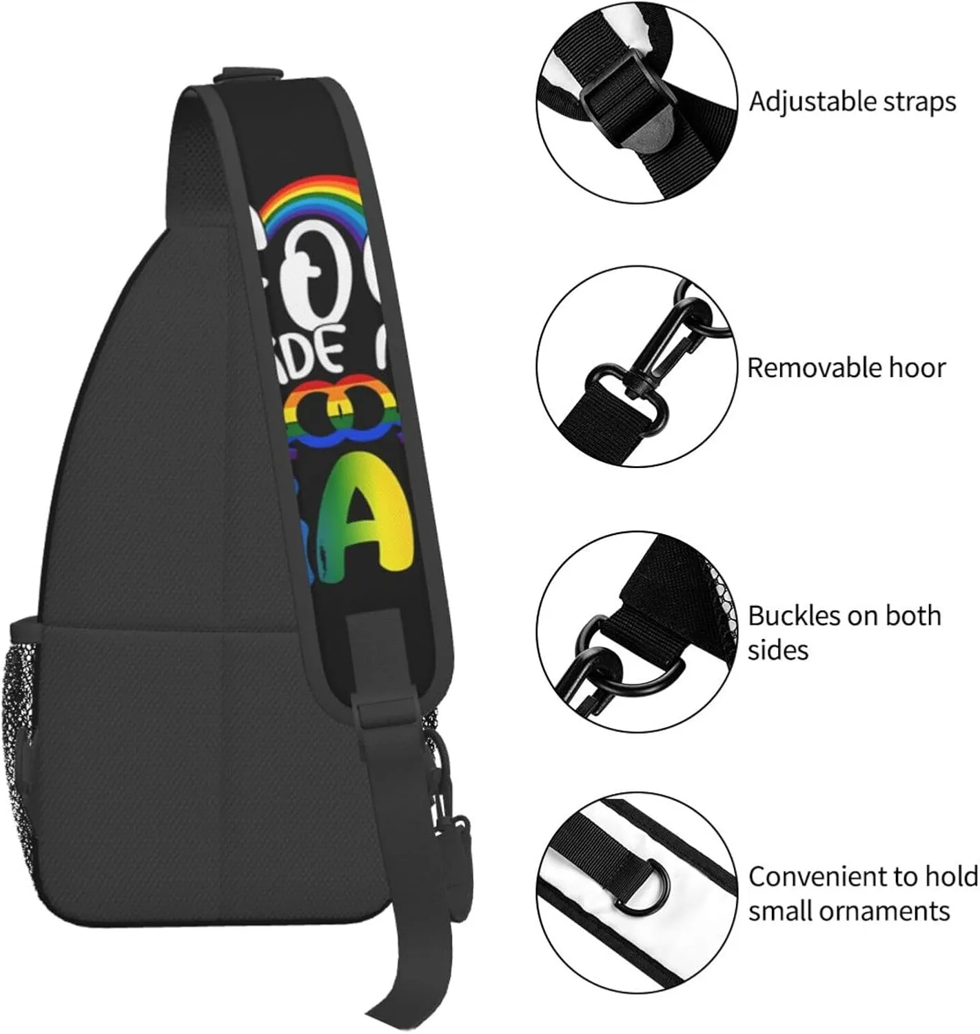 LGBT Rainbow Gay Pride Flag Handshake Love Pride Day Crossbody Bag Sling Bag Chest Bags Travel Shoulder Backpack