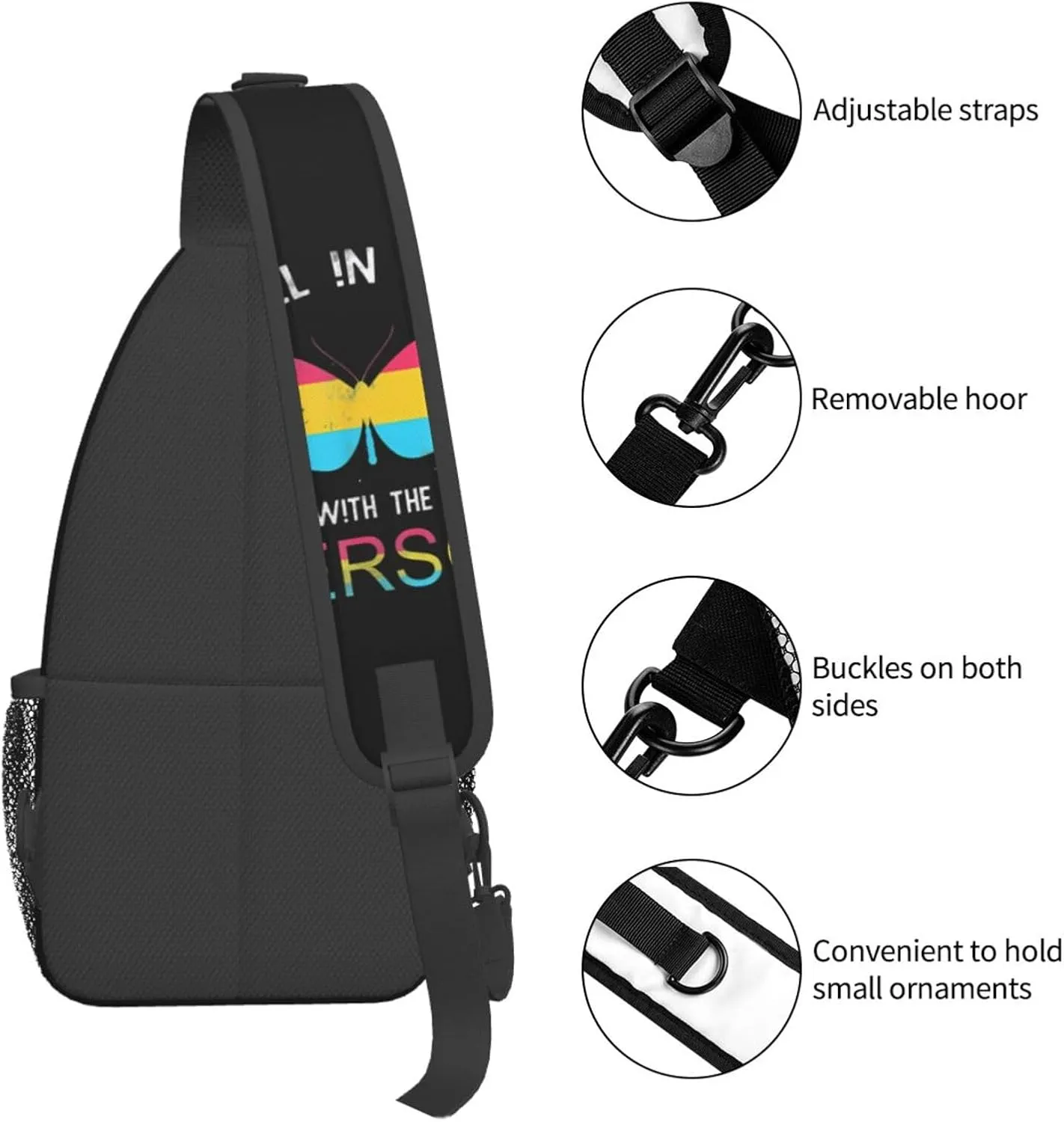 LGBT Rainbow Gay Pride Flag Handshake Love Pride Day Crossbody Bag Sling Bag Chest Bags Travel Shoulder Backpack