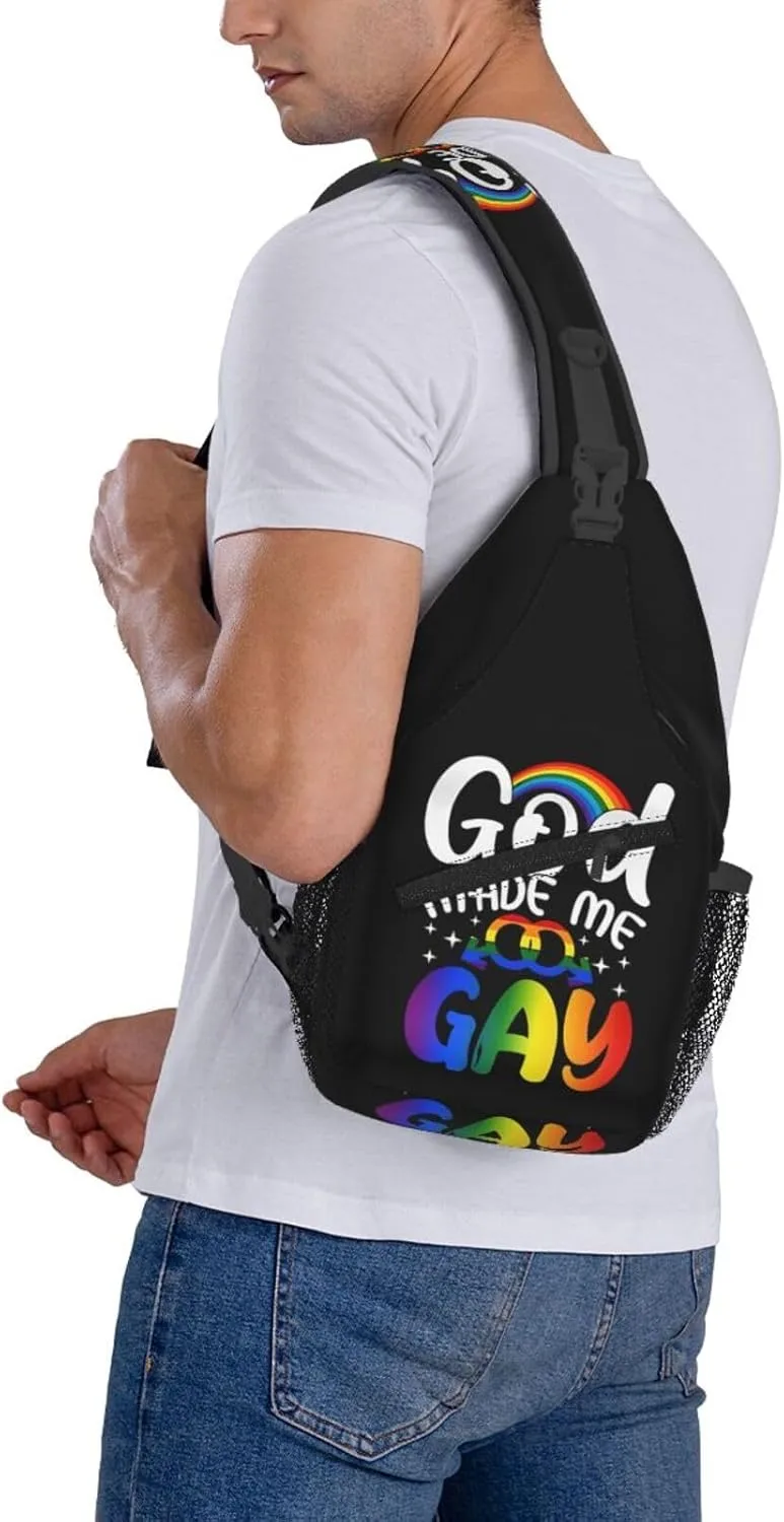 LGBT Rainbow Gay Pride Flag Handshake Love Pride Day Crossbody Bag Sling Bag Chest Bags Travel Shoulder Backpack