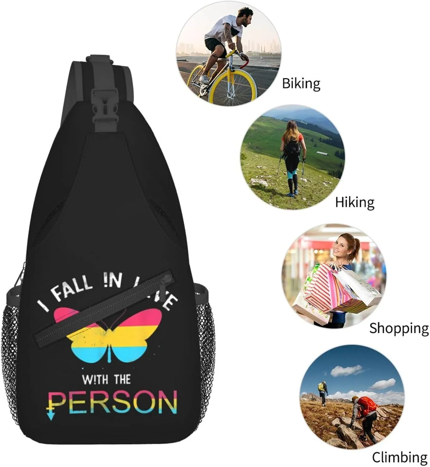 LGBT Rainbow Gay Pride Flag Handshake Love Pride Day Crossbody Bag Sling Bag Chest Bags Travel Shoulder Backpack