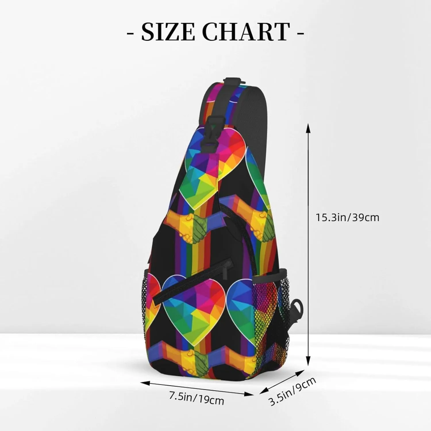 LGBT Rainbow Gay Pride Flag Handshake Love Pride Day Crossbody Bag Sling Bag Chest Bags Travel Shoulder Backpack